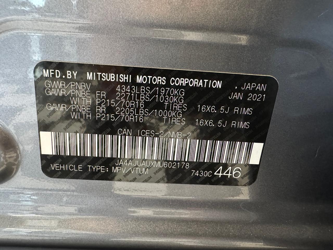 2021 Mitsubishi RVR ES AWC+ApplePlay+Camera+Heated Seats Photo