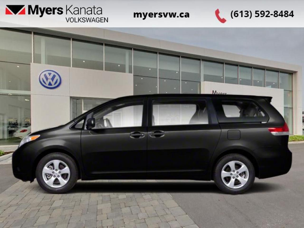 <b>Sunroof,  Leather Seats,  Heated Seats,  Blind Spot Detection,  Bluetooth!</b><br> <br>  Compare at $15436 - Our Price is just $14986! <br> <br>   With a spacious interior and a comfortable ride, the Toyota Sienna is one of the best family cars on the market. This  2013 Toyota Sienna is fresh on our lot in Kanata. <br> <br>The 2013 Toyota Sienna is the perfect minivan with its flexible interior configurations and loads of passengers/cargo space. For 2013 the front end design shares the latest Toyota design cues, with a low grille that tapers upward softly into a roofline that does nothing to upset traditional styling. The 2013 Toyota Sienna is an excellent choice for larger families that demand excellent power, safety, and seating options.This  van has 190,685 kms. Its  black in colour  . It has an automatic transmission and is powered by a  266HP 3.5L V6 Cylinder Engine.   This vehicle has been upgraded with the following features: Sunroof,  Leather Seats,  Heated Seats,  Blind Spot Detection,  Bluetooth,  Satellite Radio,  Air Conditioning. <br> <br>To apply right now for financing use this link : <a href=https://www.myersvw.ca/en/form/new/financing-request-step-1/44 target=_blank>https://www.myersvw.ca/en/form/new/financing-request-step-1/44</a><br><br> <br/><br>Backed by Myers Exclusive NO Charge Engine/Transmission for life program lends itself for your peace of mind and you can buy with confidence. Call one of our experienced Sales Representatives today and book your very own test drive! Why buy from us? Move with the Myers Automotive Group since 1942! We take all trade-ins - Appraisers on site - Full safety inspection including e-testing and professional detailing prior delivery! <br><br>*LIFETIME ENGINE TRANSMISSION WARRANTY NOT AVAILABLE ON VEHICLES MARKED AS-IS, VEHICLES WITH KMS EXCEEDING 140,000KM, VEHICLES 8 YEARS & OLDER, OR HIGHLINE BRAND VEHICLES (eg.BMW, INFINITI, CADILLAC, LEXUS...). FINANCING OPTIONS NOT AVAILABLE ON VEHICLES MARKED AS-IS OR AS-TRADED.<br> Come by and check out our fleet of 30+ used cars and trucks and 110+ new cars and trucks for sale in Kanata.  o~o