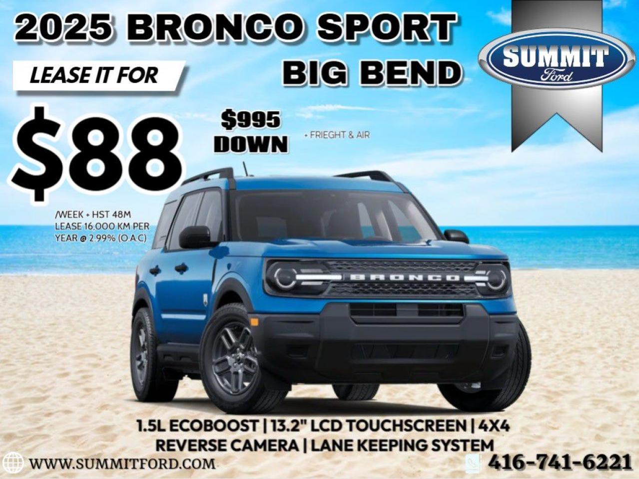 New 2025 Ford Bronco Sport Big Bend | $88 + HST Weekly - 48 Month Lease for sale in Etobicoke, ON