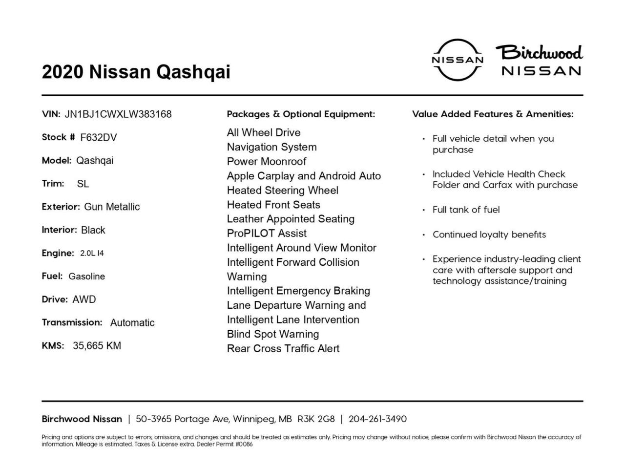 Used 2020 Nissan Qashqai SL Accident Free | One Owner | Low KM's for sale in Winnipeg, MB