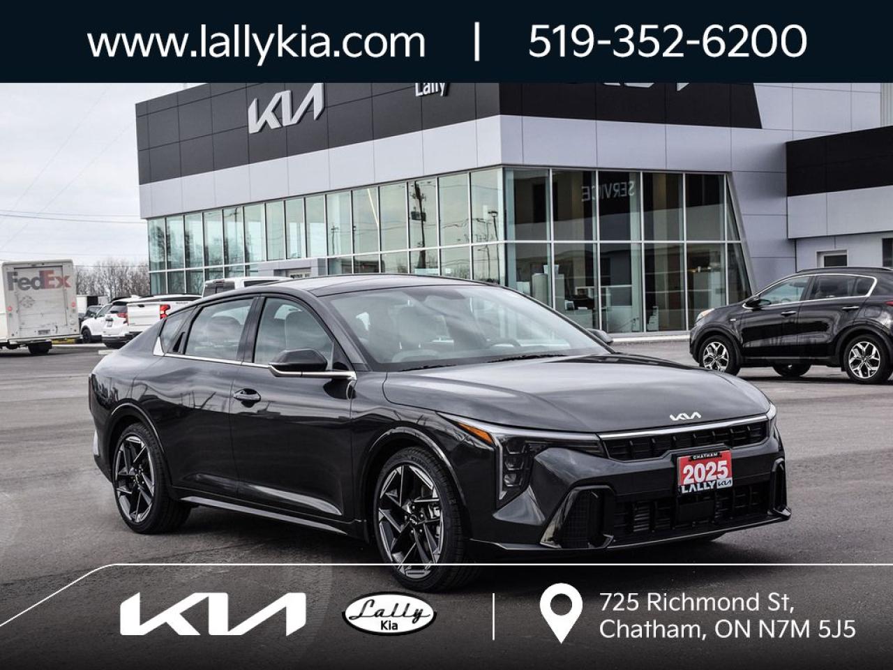 New 2025 Kia K4 GT-Line Turbo PANORAMIC SUNROOF|SMART CRUISE CONTROL WITH STOP & GO|HEATED FRONT SEATS|HEATED STEERING WHEEL|HEATED REAR SEATS|SYNTHETIC LEATHER SEATS|12.3-INCH TOUCHSCREEN WITH NAVIGATION|WIRELESS PHONE CHARGER for sale in Chatham, ON