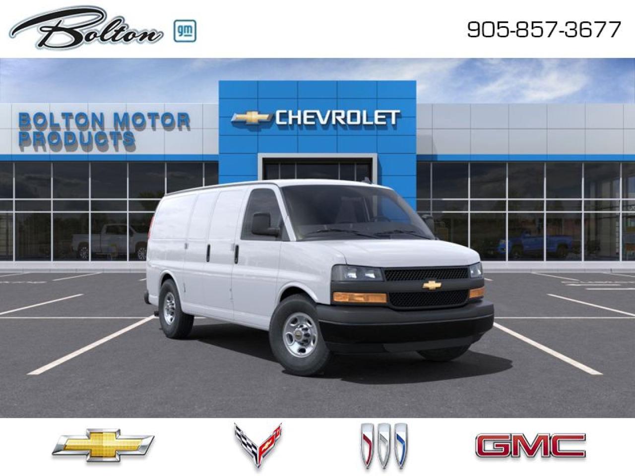 <b>4G LTE, Easy Clean Floors, Rear Vision Camera, Power Windows, Power Doors, SiriusXM, Cargo Management, Air Conditioning</b><br> <br> <br> <br>  Get the job done with this tough and versatile Chevrolet Express. <br> <br>This Chevrolet Express Cargo is a full-size van with two seats and an expansive cargo area. If you want the capability of a truck, but need the cargo space provided by van, this Chevy Express is perfect fit for you. You can haul big payloads and or customize this Express to perfectly fit for your business needs.<br> <br> This summit white van  has an automatic transmission and is powered by a  276HP 4.3L V6 Cylinder Engine.<br> <br> Our Express Cargo Vans trim level is 2500 135. This multipurpose cargo van includes 4G LTE capability, a large passenger-side door, air conditioning, power windows and door locks, 6 built-in tie down anchors in the cargo area, vinyl surfaces to make it easier to clean, a 120-volt power outlet, a rear-view camera, LED interior cargo lights, Stabilitrak and Tow Haul mode to change the transmission and engine settings when youre hauling a heavy load.<br><br> <br>To apply right now for financing use this link : <a href=http://www.boltongm.ca/?https://CreditOnline.dealertrack.ca/Web/Default.aspx?Token=44d8010f-7908-4762-ad47-0d0b7de44fa8&Lang=en target=_blank>http://www.boltongm.ca/?https://CreditOnline.dealertrack.ca/Web/Default.aspx?Token=44d8010f-7908-4762-ad47-0d0b7de44fa8&Lang=en</a><br><br> <br/><br>At Bolton Motor Products, we offer new Chevrolet, Cadillac, Buick, GMC cars and trucks in Bolton, along with used cars, trucks and SUVs by top manufacturers. Our sales staff will help you find that new or used car you have been searching for in the Bolton, Brampton, Nobleton, Kleinburg, Vaughan, & Maple area. o~o