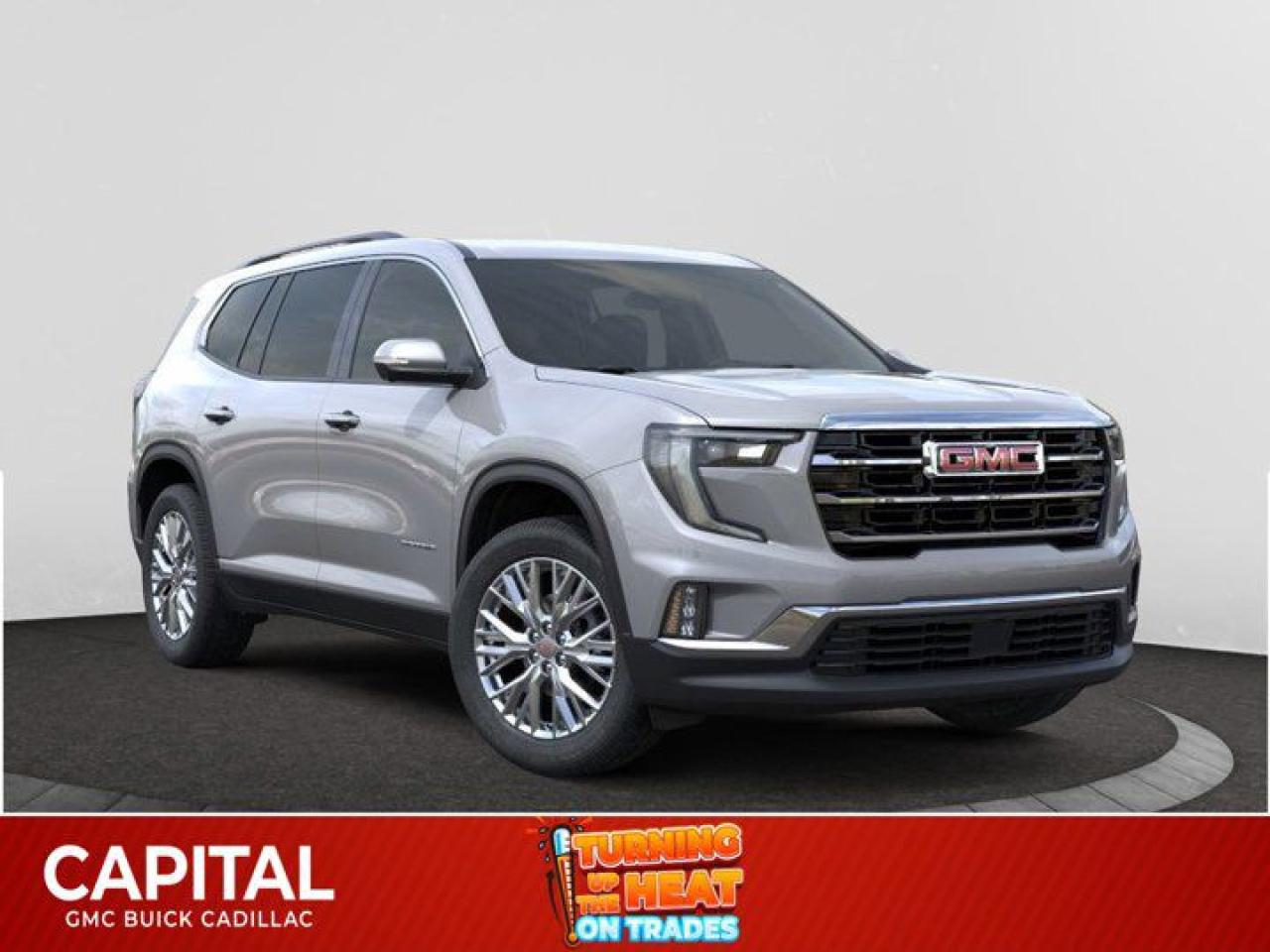 This 2025 GMC Acadia in Sterling Metallic is equipped with AWD and Gas 2.5L/ engine.The GMC Acadia mid-size SUV meets your everyday needs with premium comforts. Easily configure your passenger and cargo arrangements with the fold flat second row seats. Stay comfortable with the available heated steering wheel and heated ventilated drivers and front passengers seats. Premium design and purposeful features equip the Acadia for your on-the-go lifestyle. From the available power liftgate to the available Smart Slide second-row seat for models with third-row seating the Acadia configures to your needs and comfort and those of your passengers. Innovations like the available 8-inch diagonal Color Touch Radio with IntelliLink and touch display make your drive an inspired experience. Additional features include Keyless Open and Start, Apple CarPlay and Android Auto compatibility, 5 USB ports, Available IntelliLink with navigation, and 4G Wi-Fi Hotspot. A Tow Vision Trailering system makes hitching easier by employing an advanced rear-vision camera with dynamic guidelines to help you line up the Acadia SUVs hitch with the trailer, as well as provide you with views of the trailer while driving. Acadias performance is powered by a standard 194-hp 4-cylinder engine and a 6-speed transmission with advanced stop/start technology. Upgrade to the available 3.6L V6 engine with Active Fuel Management and an estimated 310 horsepower for the more heavy-duty tasks. Available safety features include side blind zone alert, rear cross traffic alert, rear park assist, and a standard rear vision camera.Check out this vehicles pictures, features, options and specs, and let us know if you have any questions. Helping find the perfect vehicle FOR YOU is our only priority.P.S...Sometimes texting is easier. Text (or call) 306-801-9090 for fast answers at your fingertips!Dealer License #914248Disclaimer: All prices are plus taxes & include all cash credits & loyalties. See dealer for Details.