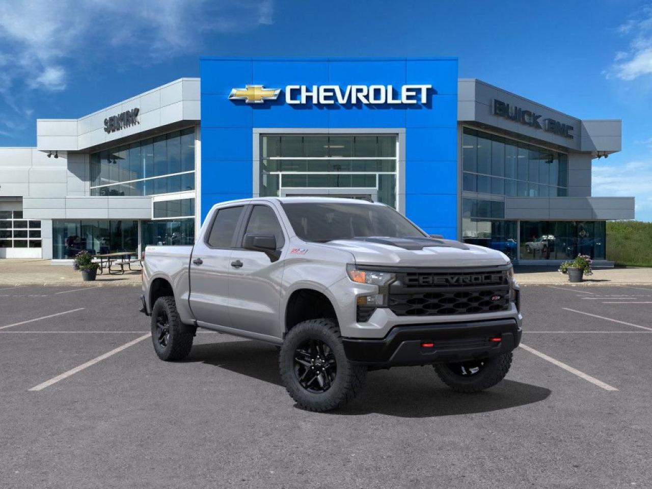 <b>Off-Road Package,  Trailering Package,  Aluminum Wheels,  Remote Start,  Automatic Emergency Braking!</b><br> <br> <br> <br>  No matter where you’re heading or what tasks need tackling, there’s a premium and capable Silverado 1500 that’s perfect for you. <br> <br>This 2025 Chevrolet Silverado 1500 stands out in the midsize pickup truck segment, with bold proportions that create a commanding stance on and off road. Next level comfort and technology is paired with its outstanding performance and capability. Inside, the Silverado 1500 supports you through rough terrain with expertly designed seats and robust suspension. This amazing 2025 Silverado 1500 is ready for whatever.<br> <br> This slate grey metallic Crew Cab 4X4 pickup   has an automatic transmission and is powered by a  355HP 5.3L 8 Cylinder Engine.<br> <br> Our Silverado 1500s trim level is Custom Trail. Standard features include off-road equipment including uprated shocks, skid plates and a heavy duty air filter, trailering package, remote start, aluminum wheels, hitch guidance, a power locking EZ lift tailgate, and a 7-inch infotainment display with Apple CarPlay and Android Auto. Safety features also include lane keep assist with lane departure warning, following distance indication, forward collision alert, and automatic emergency braking with front pedestrian braking. This vehicle has been upgraded with the following features: Off-road Package,  Trailering Package,  Aluminum Wheels,  Remote Start,  Automatic Emergency Braking,  Lane Keep Assist,  Lane Departure Warning. <br><br> <br>To apply right now for financing use this link : <a href=https://www.selkirkchevrolet.com/pre-qualify-for-financing/ target=_blank>https://www.selkirkchevrolet.com/pre-qualify-for-financing/</a><br><br> <br/> Weve discounted this vehicle $2823.   Incentives expire 2025-03-31.  See dealer for details. <br> <br>Selkirk Chevrolet Buick GMC Ltd carries an impressive selection of new and pre-owned cars, crossovers and SUVs. No matter what vehicle you might have in mind, weve got the perfect fit for you. If youre looking to lease your next vehicle or finance it, we have competitive specials for you. We also have an extensive collection of quality pre-owned and certified vehicles at affordable prices. Winnipeg GMC, Chevrolet and Buick shoppers can visit us in Selkirk for all their automotive needs today! We are located at 1010 MANITOBA AVE SELKIRK, MB R1A 3T7 or via phone at 204-482-1010.<br> Come by and check out our fleet of 40+ used cars and trucks and 250+ new cars and trucks for sale in Selkirk.  o~o