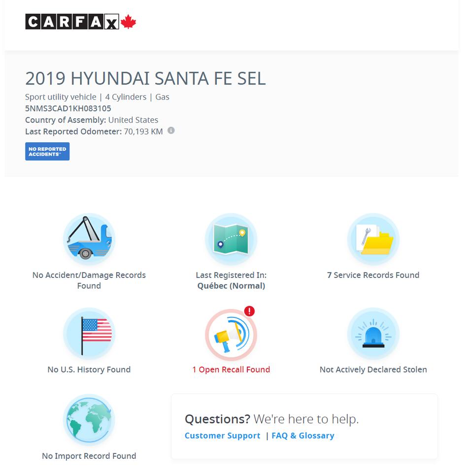 2019 Hyundai Santa Fe Prefferred AWD+New Tires+Brakes+Camera+CLEANCARFAX Photo