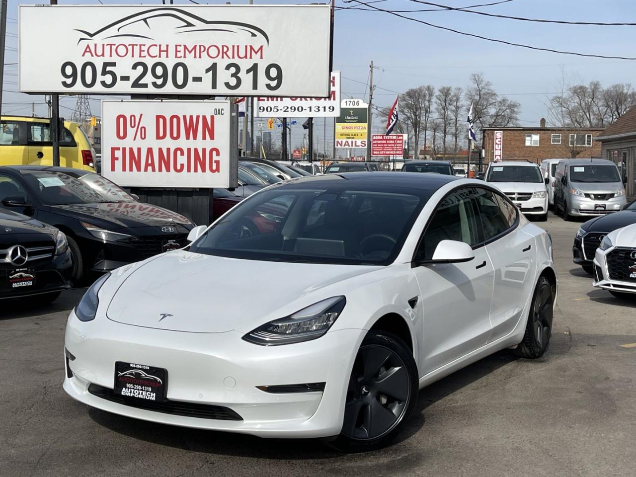 Used 2021 Tesla Model 3 SR PLUS Pearl White Autopilot / Leather / Pano Roof for sale in Mississauga, ON