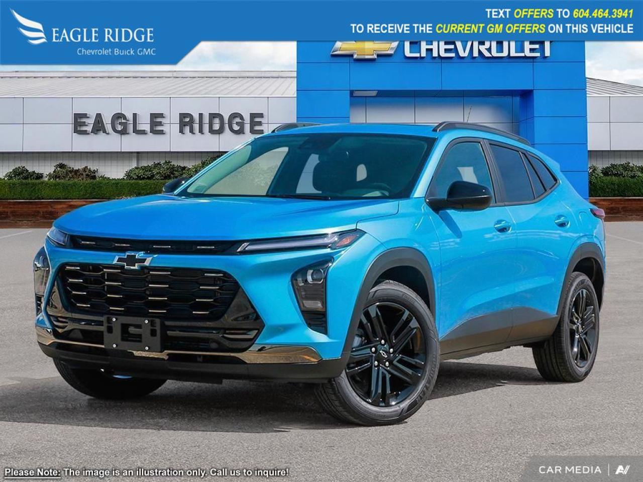 New 2025 Chevrolet Trax ACTIV heated front seats, start/stop functionality, emergency braking, forward collision alert, front pedestrian braking, lane keep assist, USB ports, Apple CarPlay, and Android Auto. for sale in Coquitlam, BC