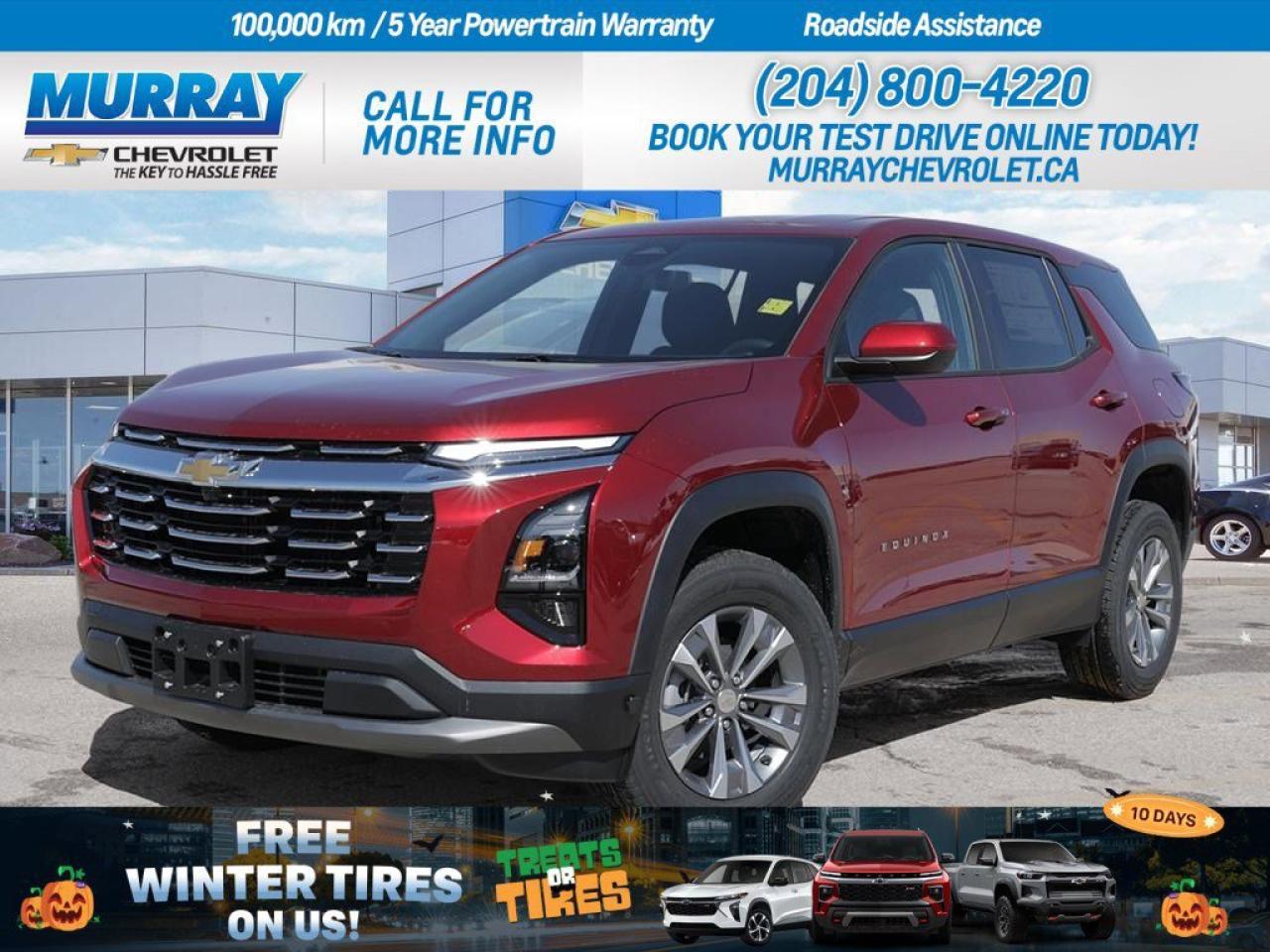 * Turbocharged 1.5L DOHC 4-Cylinder Engine * * Continuously Variable Transmission (CVT) * * Heated Steering Wheel *  Experience the versatility and modern technology of the 2025 Chevrolet Equinox FWD LT, a sport utility vehicle designed to complement life in Winnipeg. This radiant red beauty is equipped with a turbocharged 1.5L engine, delivering a dynamic driving experience that is both powerful and efficient. The continuously variable transmission ensures smooth transitions, enhancing your daily commute or weekend adventures around the prairies.  Inside, the Equinox offers comfort and connectivity, featuring black cloth seat trim and a heated steering wheel to keep you cozy during those chilly Winnipeg winters. Smart device integration and a WiFi hotspot make it easy to stay connected on the move, while the adaptive cruise control and lane-keeping assist provide peace of mind on long drives.  Safety is a priority with advanced features such as front collision warning, blind spot monitoring, and rear parking aid, offering additional layers of protection for you and your passengers. The Equinox’s design and functionality are perfect for navigating both urban environments and the open roads of the surrounding area.  Dealer Permit #1740