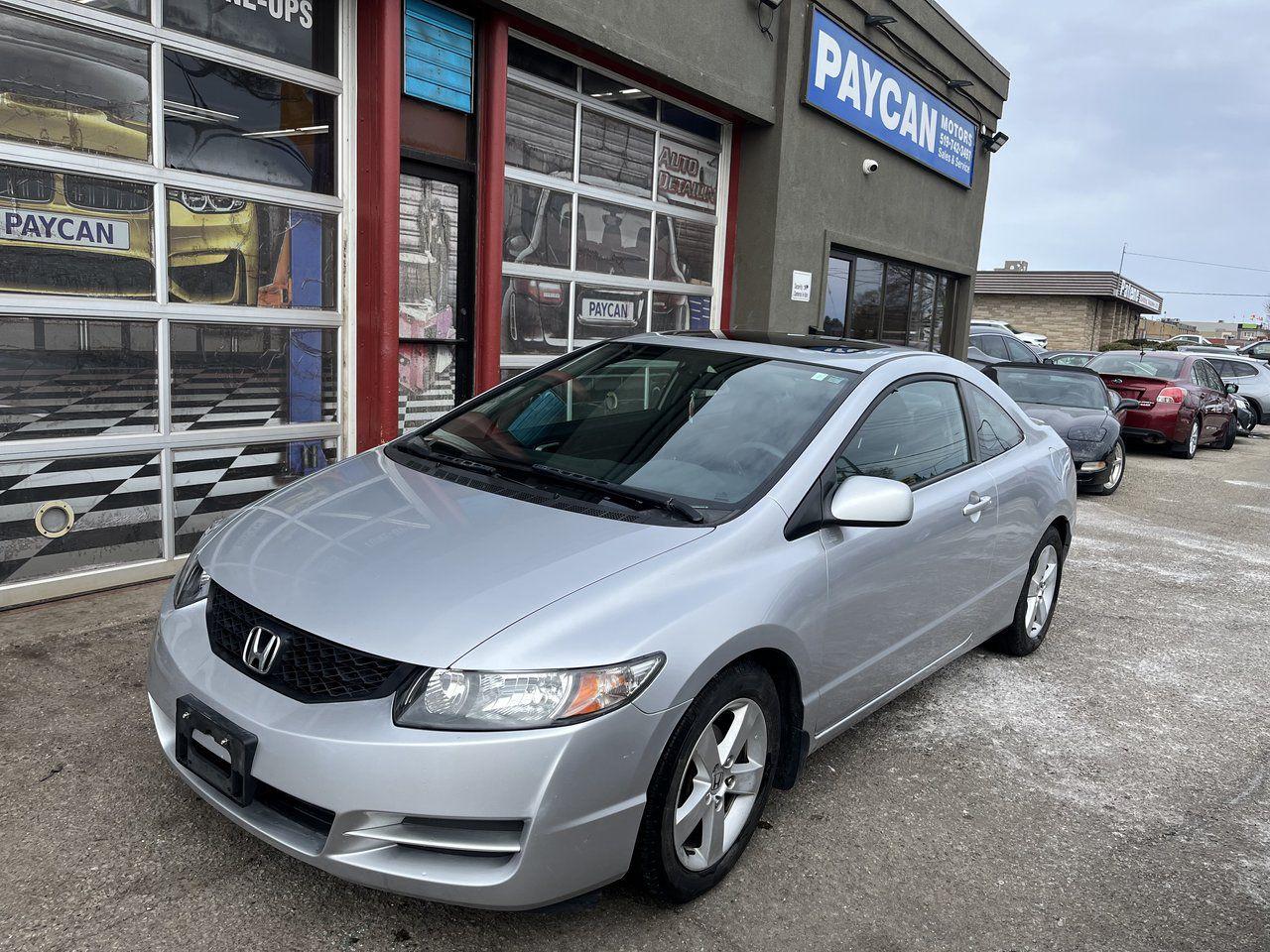 <p>HERE IS A NICE CLEAN RELIABLE LITTLE COUPE FOR YOU THIS CIVIC LOOKS AND DRIVES GREAT AND SOLD CERTIFIED .COME CHECK IT OUT OR CALL 5195706463 FOR AN APPOINTMENT.TO SEE ALL OUR INVENTORY PLS GO TO PAYCANMOTORS.CA</p>