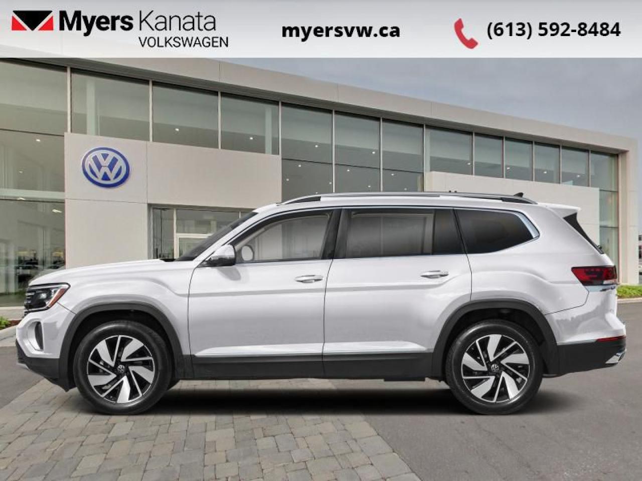 <br> <br>  Greetings. <br> <br><br> <br> This oryx white pearl effect SUV  has an automatic transmission and is powered by a  269HP 2.0L 4 Cylinder Engine.<br> <br> Our Atlass trim level is Highline 2.0 TSI. <br><br> <br>To apply right now for financing use this link : <a href=https://www.myersvw.ca/en/form/new/financing-request-step-1/44 target=_blank>https://www.myersvw.ca/en/form/new/financing-request-step-1/44</a><br><br> <br/>   0% financing for 24 months. 4.99% financing for 84 months. <br> Buy this vehicle now for the lowest bi-weekly payment of <b>$466.98</b> with $0 down for 84 months @ 4.99% APR O.A.C. ( taxes included, $1071 (OMVIC fee, Air and Tire Tax, Wheel Locks, Admin fee, Security and Etching) is included in the purchase price.    ).  Incentives expire 2025-03-31.  See dealer for details. <br> <br> <br>LEASING:<br><br>Estimated Lease Payment: $383 bi-weekly <br>Payment based on 3.99% lease financing for 48 months with $0 down payment on approved credit. Total obligation $39,891. Mileage allowance of 16,000 KM/year. Offer expires 2025-03-31.<br><br><br>Call one of our experienced Sales Representatives today and book your very own test drive! Why buy from us? Move with the Myers Automotive Group since 1942! We take all trade-ins - Appraisers on site!<br> Come by and check out our fleet of 40+ used cars and trucks and 100+ new cars and trucks for sale in Kanata.  o~o