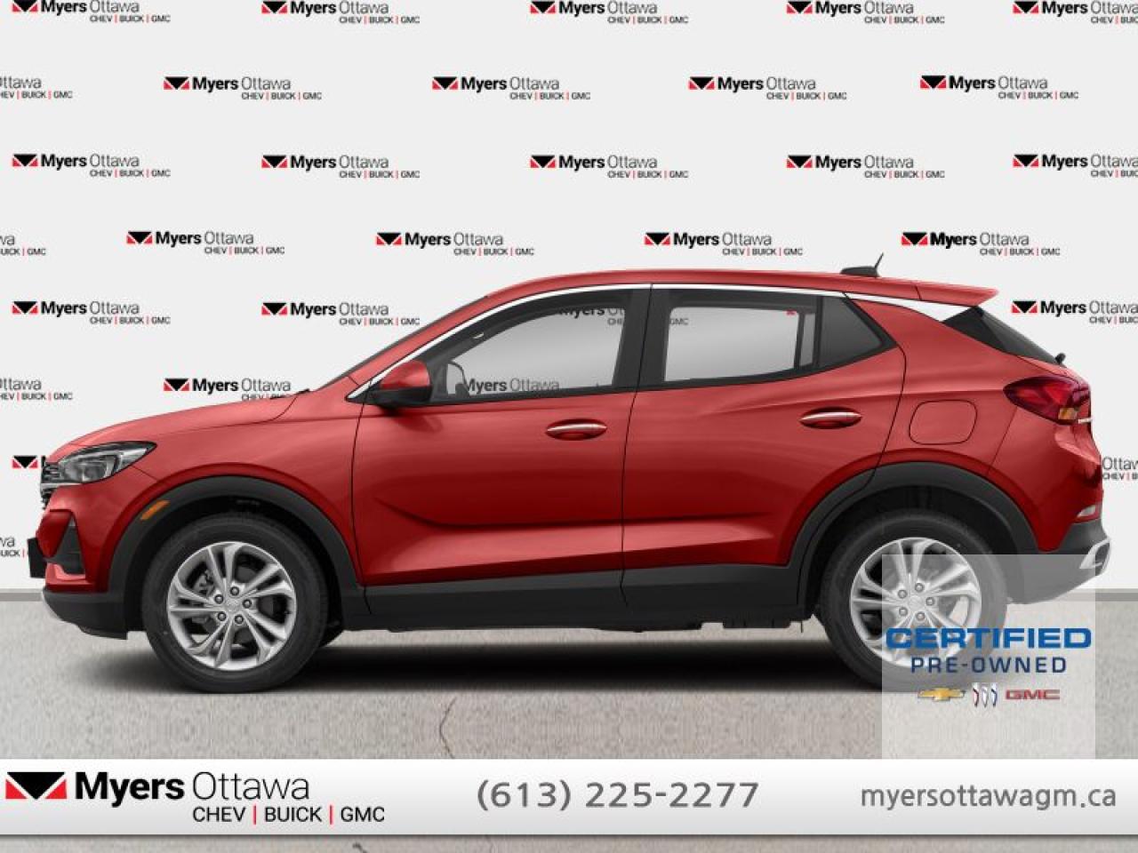 <b>CERTIFIED</b><br>   Compare at $28900 - Myers Cadillac is just $28058! <br> <br>JUST IN - LIKE NEW 2023 ENCORE GX AWD SELECT MODEL LOADED- POWER MOONROOF, ST PACKAGE- BODY COLRORED MOULDINGS, MIRRORS, GRILL, 18: GLOSS BLACK ALLOYS, BLOCK HEATER, BLACK ROOF PACKAGE, REMOTE START, CARPLAY, PUSH TO START, CERTIFIED, NO ADMIN FEES, NON SMOKER, CLEAN AS SHOWROOM CONDITION. <br> <br>To apply right now for financing use this link : <a href=https://creditonline.dealertrack.ca/Web/Default.aspx?Token=b35bf617-8dfe-4a3a-b6ae-b4e858efb71d&Lang=en target=_blank>https://creditonline.dealertrack.ca/Web/Default.aspx?Token=b35bf617-8dfe-4a3a-b6ae-b4e858efb71d&Lang=en</a><br><br> <br/>Certified Pre-Owned Vehicles. Instead of worries our vehicles come with a 150+ point inspection and a 30 day / 2,500kms Vehicle Exchange Privilege. Buy with confidence! <br> <br/><br>All prices include Admin fee and Etching Registration, applicable Taxes and licensing fees are extra.<br>*LIFETIME ENGINE TRANSMISSION WARRANTY NOT AVAILABLE ON VEHICLES WITH KMS EXCEEDING 140,000KM, VEHICLES 8 YEARS & OLDER, OR HIGHLINE BRAND VEHICLE(eg. BMW, INFINITI. CADILLAC, LEXUS...)<br> Come by and check out our fleet of 30+ used cars and trucks and 180+ new cars and trucks for sale in Ottawa.  o~o