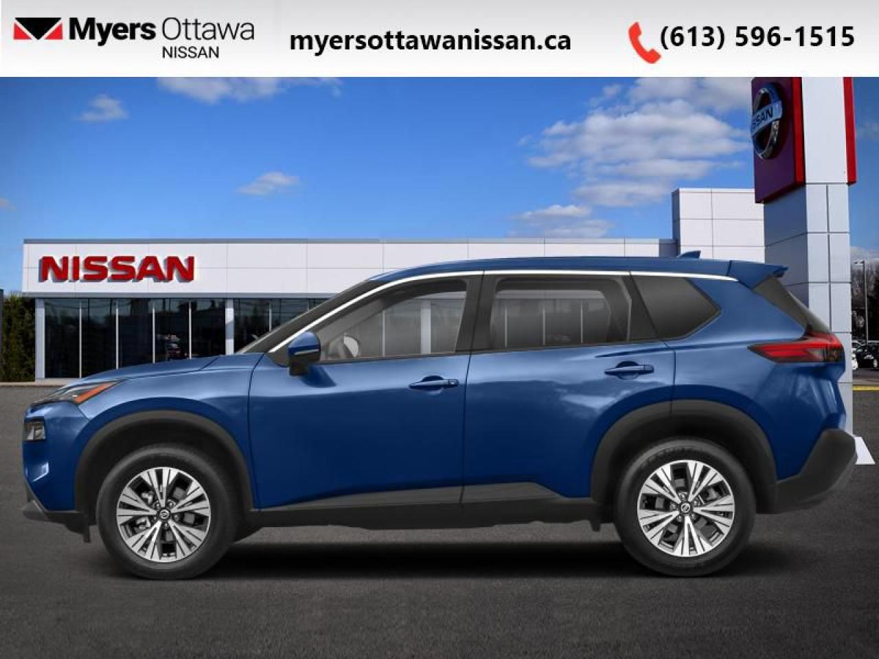 <b>Moonroof,  Apple CarPlay,  Android Auto,  Heated Seats,  Heated Steering Wheel!</b><br> <br>  Compare at $35015 - Our Price is just $33995! <br> <br>   This 2023 Rogue aims to exhilarate the soul and satisfy the need for a dependable family hauler. This  2023 Nissan Rogue is fresh on our lot in Ottawa. <br> <br>Nissan was out for more than designing a good crossover in this 2023 Rogue. They were designing an experience. Whether your adventure takes you on a winding mountain path or finding the secrets within the city limits, this Rogue is up for it all. Spirited and refined with space for all your cargo and the biggest personalities, this Rogue is an easy choice for your next family vehicle.This  SUV has 46,370 kms. Its  blue in colour  . It has an automatic transmission and is powered by a  201HP 1.5L 3 Cylinder Engine. <br> <br> Our Rogues trim level is SV Moonroof. Step up to this SV trim for the ProPILOT Assist suite of active safety features like lane keep assist, blind spot intervention, and the 360 degree around view monitor while the dual panel panoramic moonroof, wi-fi, remote start, and Nissan Intelligent Key provide next level comfort and convenience. Dial in adventure with the AWD terrain selector that keeps you rolling no matter the conditions. Go Rogue with driver assistance features like forward collision warning, emergency braking with pedestrian detection, lane departure warning, blind spot warning, high beam assist, driver alertness, and a rearview camera while heated seats, dual zone climate control, and a heated steering wheel bring amazing luxury. NissanConnect touchscreen infotainment with Apple CarPlay and Android Auto makes for an engaging experience. This vehicle has been upgraded with the following features: Moonroof,  Apple Carplay,  Android Auto,  Heated Seats,  Heated Steering Wheel,  Remote Start,  Aluminum Wheels. <br> <br>To apply right now for financing use this link : <a href=https://www.myersottawanissan.ca/finance target=_blank>https://www.myersottawanissan.ca/finance</a><br><br> <br/><br> Payments from <b>$546.78</b> monthly with $0 down for 84 months @ 8.99% APR O.A.C. ( Plus applicable taxes -  and licensing fees   ).  See dealer for details. <br> <br>Get the amazing benefits of a Nissan Certified Pre-Owned vehicle!!! Save thousands of dollars and get a pre-owned vehicle that has factory warranty, 24 hour roadside assistance and rates as low as 0.9%!!! <br>*LIFETIME ENGINE TRANSMISSION WARRANTY NOT AVAILABLE ON VEHICLES WITH KMS EXCEEDING 140,000KM, VEHICLES 8 YEARS & OLDER, OR HIGHLINE BRAND VEHICLE(eg. BMW, INFINITI. CADILLAC, LEXUS...)<br> Come by and check out our fleet of 40+ used cars and trucks and 70+ new cars and trucks for sale in Ottawa.  o~o