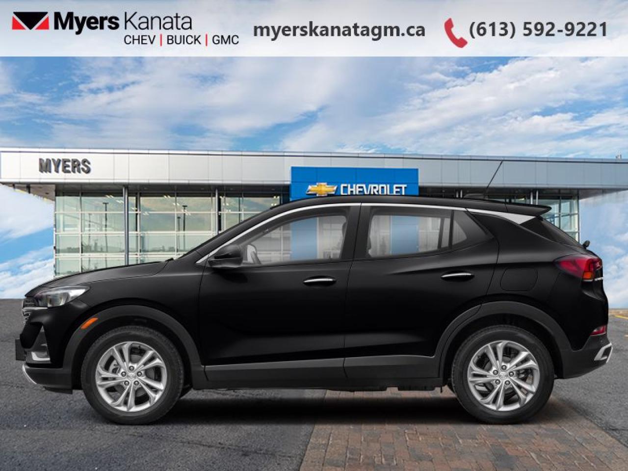 <b>Low Mileage, Hands Free Liftgate,  Synthetic Leather,  Chrome Exterior Accent,  Alloy Wheels,  Android Auto!</b><br> <br>     This  2021 Buick Encore GX is fresh on our lot in Kanata. <br> <br>With a fresh new look, a imrpessive drivetrain, and a good list of new standard features, this all new 2021 Buick Encore GX is more than just a compact SUV. The exterior styling is fresh and unique, while remaining classy and refined with awesome chrome accents, mouldings, and trim. The drivetrain provides a more engaging driving experience, while managing to be more fuel efficient. Lastly, the new features make this Buick Encore GX feel like a car youd expect in 2021, complete with all the connectivity you could imagine.This low mileage  SUV has just 43,724 kms. Its  black in colour  . It has an automatic transmission and is powered by a  155HP 1.3L 3 Cylinder Engine. <br> <br> Our Encore GXs trim level is Select. This Encore GX Select comes with a bigger motor, all wheel drive, leatherette seat trim, 4G WiFi, active noise control for a quiet ride, and keyless open and start so you can ride in modern comfort while amazing tech like the Buick Infotainment System with Apple CarPlay, Android Auto, Bluetooth, 8 inch touchscreen, and SiriusXM keep you entertained. Other amazing features include a hands free liftgate, leather wrapped multifunction steering wheel, driver information centre, aluminum wheels, heated power side mirrors with turn signals, chrome strips on door handles, and accent color front and rear fascia. This vehicle has been upgraded with the following features: Hands Free Liftgate,  Synthetic Leather,  Chrome Exterior Accent,  Alloy Wheels,  Android Auto,  Apple Carplay,  Leather Steering Wheel. <br> <br>To apply right now for financing use this link : <a href=https://www.myerskanatagm.ca/finance/ target=_blank>https://www.myerskanatagm.ca/finance/</a><br><br> <br/><br>Price is plus HST and licence only.<br> Book a test drive today at myerskanatagm.ca<br>*LIFETIME ENGINE TRANSMISSION WARRANTY NOT AVAILABLE ON VEHICLES WITH KMS EXCEEDING 140,000KM, VEHICLES 8 YEARS & OLDER, OR HIGHLINE BRAND VEHICLE(eg. BMW, INFINITI. CADILLAC, LEXUS...)<br> Come by and check out our fleet of 20+ used cars and trucks and 160+ new cars and trucks for sale in Kanata.  o~o