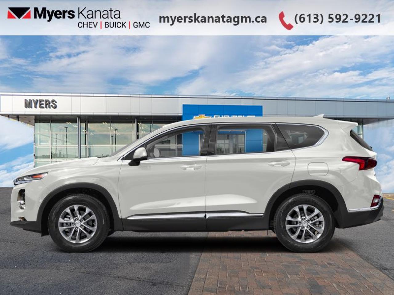 <b>Leather Seats,  Sunroof,  Active Blind Spot Assist,  Heated Seats,  Lane Keep Assist!</b><br> <br>     This  2020 Hyundai Santa Fe is fresh on our lot in Kanata. <br> <br>The Hyundai Santa Fe is all about making your drive safer, and it starts with the SuperStructure at its core. This frame is engineered with Advanced High Strength Steel for superior rigidity and strength to provide added protection in the event you cannot avoid a collision from happening. But beyond the strong foundation you are surrounded by a suite of available driver assistance technologies actively scanning your surroundings to help keep you safe on your journeys. Theyve been developed to help alert you to, and even avoid, unexpected dangers on the road and include the worlds first Safe Exit Assist technology. Discover an SUV that helps you protect not only you and your passengers, but also the people around you. This  SUV has 84,460 kms. Its  white in colour  . It has an automatic transmission and is powered by a  235HP 2.0L 4 Cylinder Engine. <br> <br> Our Santa Fes trim level is 2.0T Preferred AWD w/Sunroof. This Santa Fe Preferred has all the driver assistance and safety features you could need with active blind spot and rear cross traffic assistance, easy exit seats, parking distance assist, BlueLink remote activation, dual zone automatic climate control, proximity key entry. Other features include forward collision mitigation with pedestrian detection, adaptive cruise control with stop and go, lane keep assist, driver attention assistance, automatic high beams, a 7 inch touchscreen, Android Auto, Apple CarPlay, heated seats and steering wheel, Bluetooth, automatic headlamps, LED accent lighting, drive mode select, aluminum wheels, and fog lights. This amazing SUV is upgraded with the Sun and Leather package that adds leather seats, leather clad interior, and a panoramic sunroof. This vehicle has been upgraded with the following features: Leather Seats,  Sunroof,  Active Blind Spot Assist,  Heated Seats,  Lane Keep Assist,  Forward Collision Assist,  Apple Carplay. <br> <br>To apply right now for financing use this link : <a href=https://www.myerskanatagm.ca/finance/ target=_blank>https://www.myerskanatagm.ca/finance/</a><br><br> <br/><br>Price is plus HST and licence only.<br> Book a test drive today at myerskanatagm.ca<br>*LIFETIME ENGINE TRANSMISSION WARRANTY NOT AVAILABLE ON VEHICLES WITH KMS EXCEEDING 140,000KM, VEHICLES 8 YEARS & OLDER, OR HIGHLINE BRAND VEHICLE(eg. BMW, INFINITI. CADILLAC, LEXUS...)<br> Come by and check out our fleet of 20+ used cars and trucks and 160+ new cars and trucks for sale in Kanata.  o~o