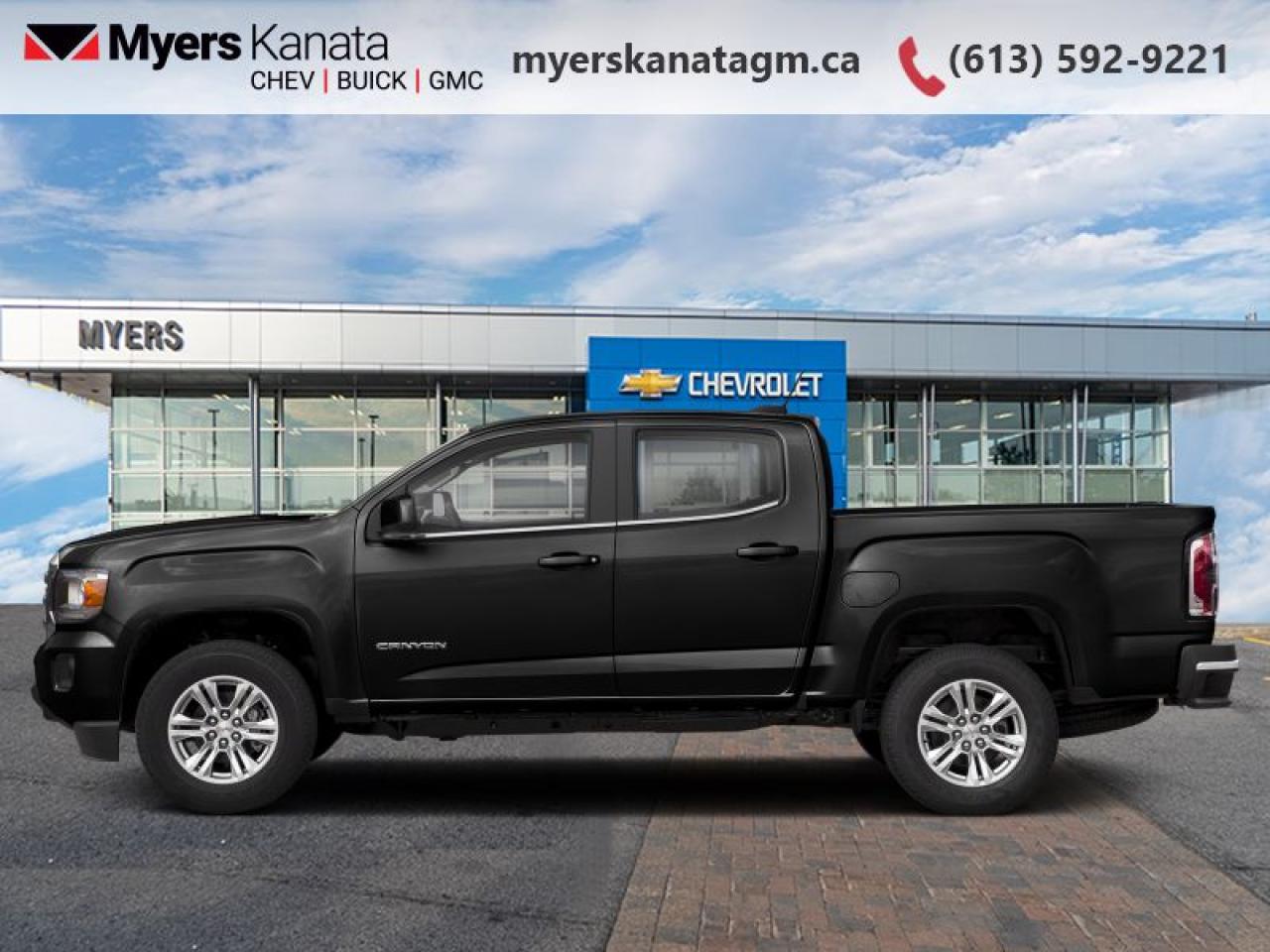 <b>Aluminum Wheels,  Apple CarPlay,  Android Auto,  EZ Lift Tailgate,  Rear View Camera!</b><br> <br>     This  2020 GMC Canyon is fresh on our lot in Kanata. <br> <br>This GMC Canyon is built around the idea of a all-in-one work truck, providing the durability and premium detail you expect from a Professional Grade GMC pickup. Capable, versatile and entirely refined, this mid-size Canyon balances power and technology in a package that is spacious and efficient. Whether you need a pickup truck for some occasional hauling, off-road fun, or you just want to have a pickup truck, this premium GMC Canyon fits the bill. It has almost as much capability as its bigger counterparts, but its easier to maneuver, easier to park, and will provide you with better fuel economy. Where ever you and your family go, go confidently in this GMC Canyon that personifies GMCs attitude and dedication to precision.This  crew cab 4X4 pickup  has 90,373 kms. Its  onyx black in colour  . It has an automatic transmission and is powered by a  308HP 3.6L V6 Cylinder Engine. <br> <br> Our Canyons trim level is SLE. This SLE Canyon is a great step up from the base model, adding some amazing features and technology like an EZ lift and lower tailgate, front fog lamps, available 4G WiFi, GMC Connected Access, a leather- wrapped steering wheel with audio controls and remote keyless entry. Additional features include a fully boxed frame for less flex over rough terrain, aluminum wheels, signature LED lamps, a larger 8 inch touchscreen display paired with Apple CarPlay and Android Auto, StabiliTrak with trailer sway control, a unique CornerStep rear bumper, a 6-way power driver seat, traction control and an HD rear view camera plus much more. This vehicle has been upgraded with the following features: Aluminum Wheels,  Apple Carplay,  Android Auto,  Ez Lift Tailgate,  Rear View Camera,  Power Seat,  Touchscreen. <br> <br>To apply right now for financing use this link : <a href=https://www.myerskanatagm.ca/finance/ target=_blank>https://www.myerskanatagm.ca/finance/</a><br><br> <br/><br>Price is plus HST and licence only.<br> Book a test drive today at myerskanatagm.ca<br>*LIFETIME ENGINE TRANSMISSION WARRANTY NOT AVAILABLE ON VEHICLES WITH KMS EXCEEDING 140,000KM, VEHICLES 8 YEARS & OLDER, OR HIGHLINE BRAND VEHICLE(eg. BMW, INFINITI. CADILLAC, LEXUS...)<br> Come by and check out our fleet of 20+ used cars and trucks and 160+ new cars and trucks for sale in Kanata.  o~o