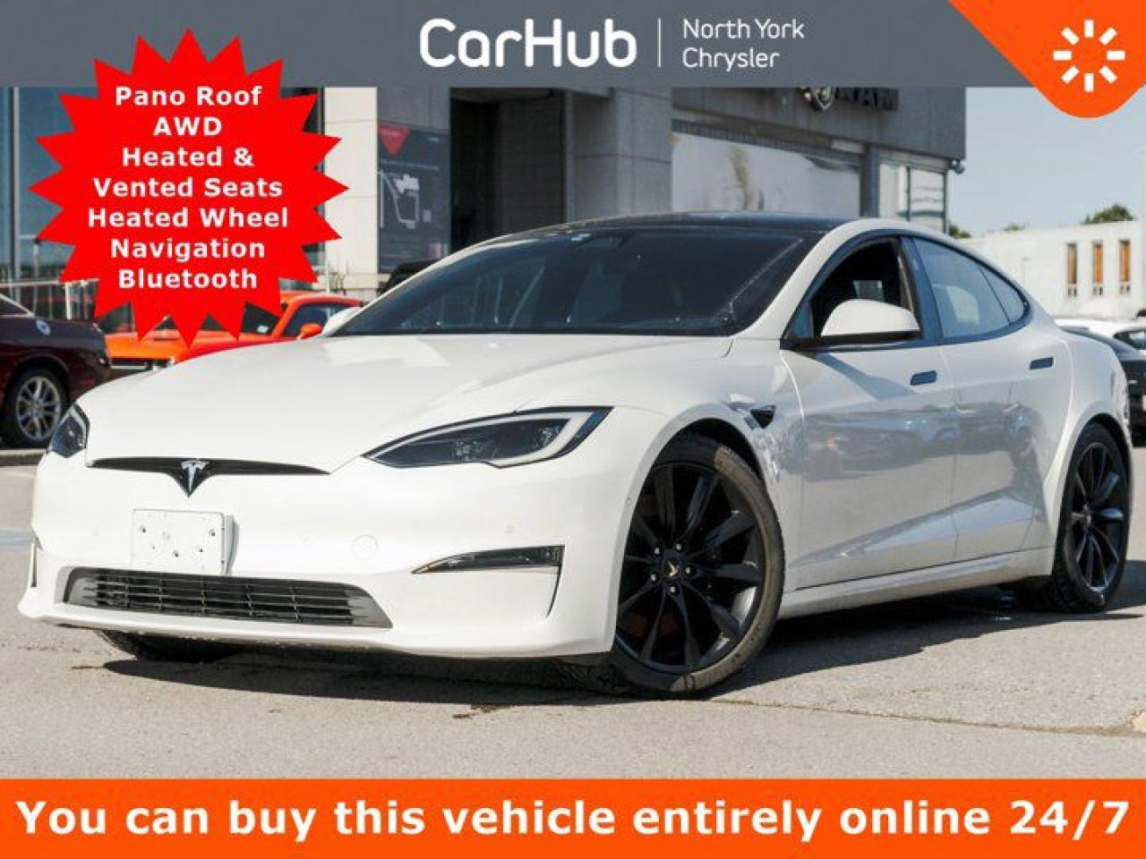 Used 2022 Tesla Model S AWD Pano Roof Backup Cam Heated Vented Seats Heated Wheel Navi Bluetooth for sale in Thornhill, ON