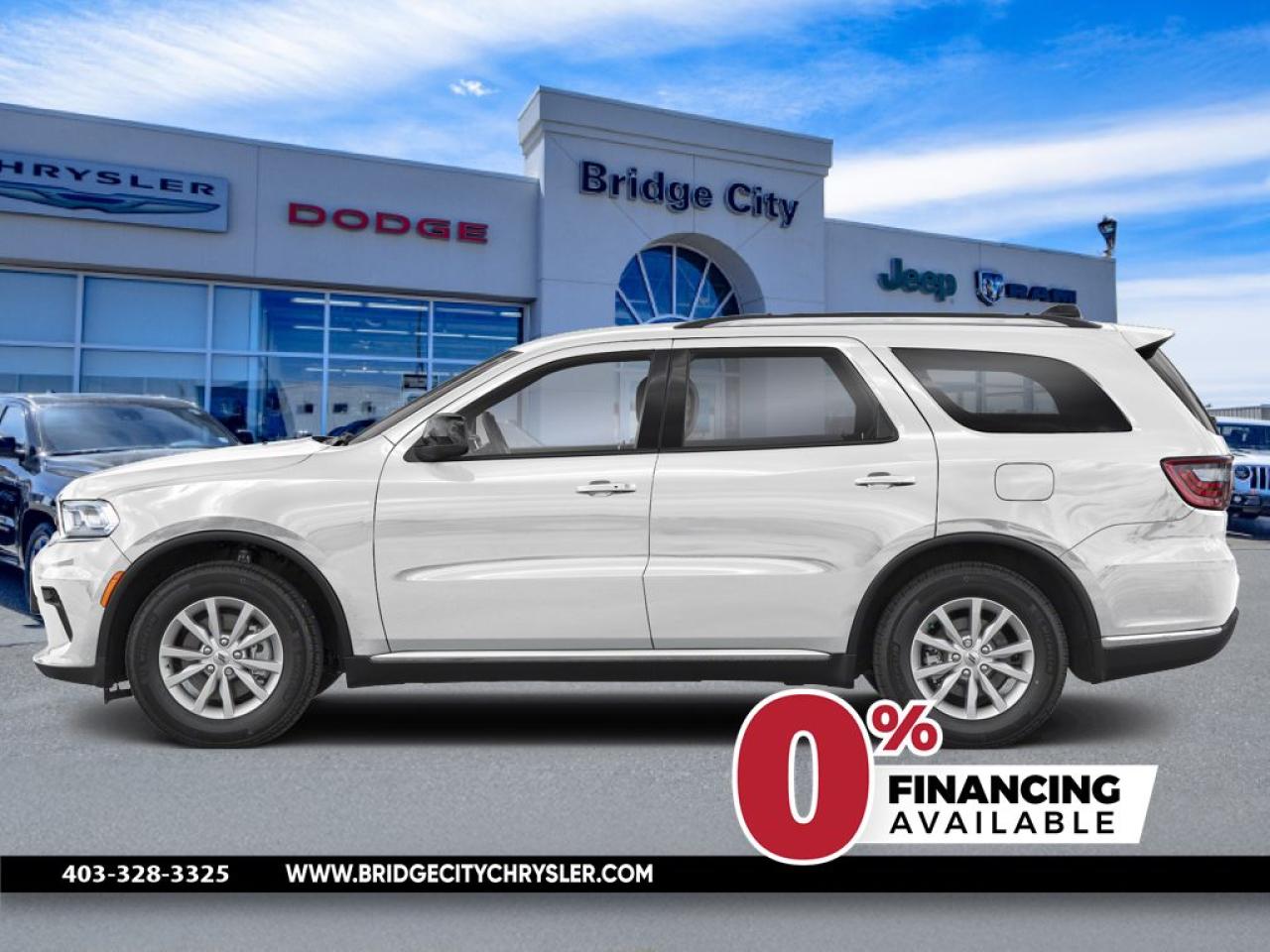 <b>Leather Seats,  Blacktop Package!</b><br> <br> <br> <br>  For an authentic Dodge SUV experience in a package that can keep your whole family safe and comfortable, look no further than the Dodge Durango. <br> <br>Filled with impressive standard features, this family friendly 2025 Dodge Durango is a surprising and adventurous SUV. Versatile as they come, you can manage any road you find in comfort and style, while effortlessly leading the pack in this Dodge Durango. For a capable, impressive, and versatile family SUV that can still climb mountains, this Dodge Durango is ready for your familys next big adventure.<br> <br> This white knuckle SUV  has an automatic transmission and is powered by a  295HP 3.6L V6 Cylinder Engine.<br> <br> Our Durangos trim level is GT Plus. This trim rewards you with a power sunroof, wireless charging for mobile devices, adaptive cruise control and ventilated and heated front seats with heated rear seats, along with a heated steering wheel, dual-zone climate control, a power liftgate for rear cargo access, mobile hotspot internet access, remote engine start, and a 10.1-inch infotainment screen powered by Uconnect 5 with inbuilt navigation, Apple CarPlay and Android Auto. Safety features also include lane keep assist with lane departure warning, forward collision warning, blind spot detection, ParkSense rear parking sensors, and rear cross path detection. This vehicle has been upgraded with the following features: Leather Seats,  Blacktop Package. <br><br> <br>To apply right now for financing use this link : <a href=https://www.bridgecitychrysler.com/pre-approval/ target=_blank>https://www.bridgecitychrysler.com/pre-approval/</a><br><br> <br/><br>As a premier Chrysler, Dodge, Jeep and RAM dealership, Bridge City Chrysler proudly offers an extensive selection of new and used vehicles to meet every drivers needs. Customers across Lethbridge, Fort Macleod, Taber, Claresholm, Coaldale, and beyond trust us for daily vehicle specials, certified service and parts, and a seamless online inventory experience. <br><br>
With competitive financing options and expert support, we make car buying easy and enjoyable. <br><br>

Ready to hit the road? Schedule your test drive today at Bridge City Chrysler, your trusted Chrysler, Dodge, Jeep and RAM dealer in Lethbridge, Alberta.<br><br> Vehicle pricing offer shown expire 2025-03-31. <br> Come by and check out our fleet of 60+ used cars and trucks and 160+ new cars and trucks for sale in Lethbridge.  o~o