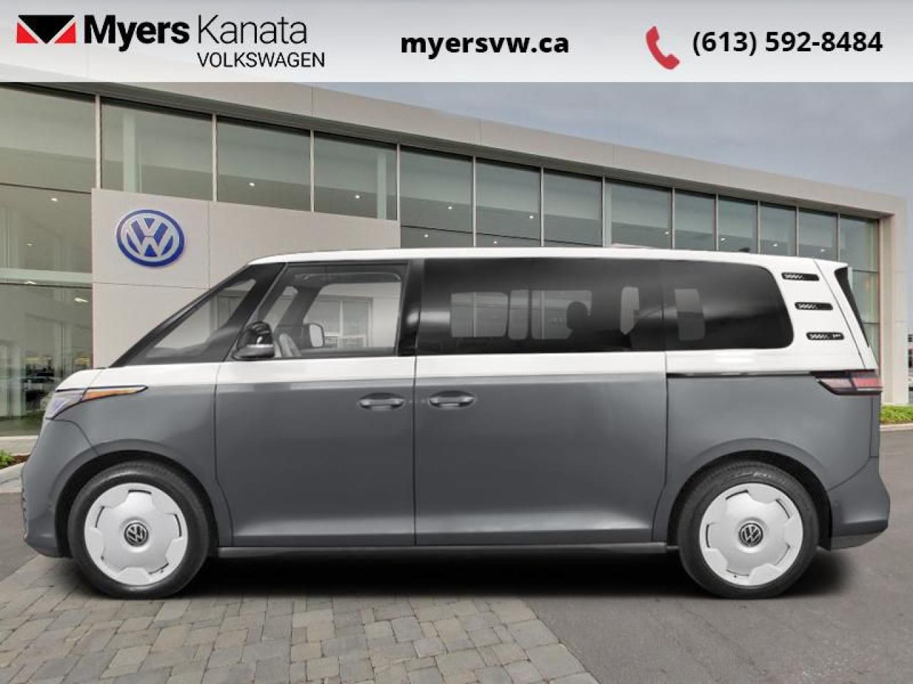 <br> <br>  Hello. <br> <br><br> <br> This indium grey metallic - candy white van  has an automatic transmission.<br> <br> Our ID. Buzzs trim level is 1st Edition 4MOTION. <br><br> <br>To apply right now for financing use this link : <a href=https://www.myersvw.ca/en/form/new/financing-request-step-1/44 target=_blank>https://www.myersvw.ca/en/form/new/financing-request-step-1/44</a><br><br> <br/>   0% financing for 24 months. 6.49% financing for 84 months. <br> Buy this vehicle now for the lowest bi-weekly payment of <b>$702.80</b> with $0 down for 84 months @ 6.49% APR O.A.C. ( taxes included, $1071 (OMVIC fee, Air and Tire Tax, Wheel Locks, Admin fee, Security and Etching) is included in the purchase price.    ).  Incentives expire 2025-03-31.  See dealer for details. <br> <br> <br>LEASING:<br><br>Estimated Lease Payment: $614 bi-weekly <br>Payment based on 7.49% lease financing for 60 months with $0 down payment on approved credit. Total obligation $79,830. Mileage allowance of 16,000 KM/year. Offer expires 2025-03-31.<br><br><br>Call one of our experienced Sales Representatives today and book your very own test drive! Why buy from us? Move with the Myers Automotive Group since 1942! We take all trade-ins - Appraisers on site!<br> Come by and check out our fleet of 40+ used cars and trucks and 110+ new cars and trucks for sale in Kanata.  o~o