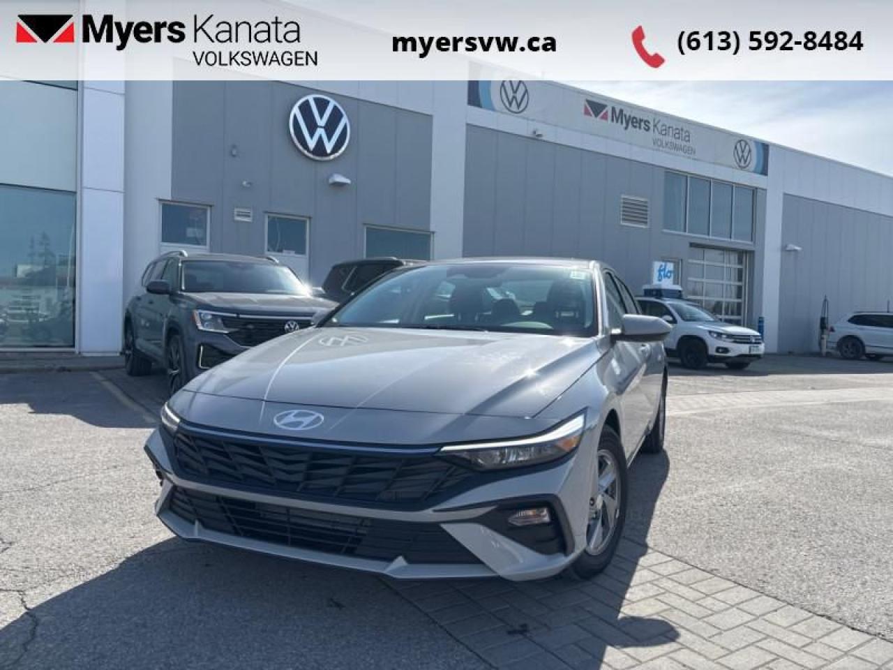 <b>Low Mileage, Lane Keep Assist,  Heated Seats,  Android Auto,  Apple CarPlay,  Aluminum Wheels!</b><br> <br>  Compare at $29341 - Our Price is just $28486! <br> <br>   Full of cutting edge technology and brimming with bold style, this 2024 Elantra is more than just an affordable family sedan. This  2024 Hyundai Elantra is fresh on our lot in Kanata. <br> <br>This 2024 Elantra was made to be the sharpest compact sedan on the road. With tons of technology packed into the spacious and comfortable interior, along with bold and edgy styling inside and out, this family sedan makes the unexpected your daily driver. This low mileage  sedan has just 16,484 kms. Its  cyber grey in colour  and is completely accident free based on the <a href=https://vhr.carfax.ca/?id=lYgR9OOZXlgsHuaItOmWyYc8TDmE9NwU target=_blank>CARFAX Report</a> . It has an automatic transmission and is powered by a  147HP 2.0L 4 Cylinder Engine. <br> <br> Our Elantras trim level is Preferred IVT. This Preferred Elantra is a great choice if you want a more convenient car that comes with proximity keys that allow hands free cargo access, and a safer drive with blind spot and rear collision assist. This Elantra is also equipped with an advanced safety suite including lane keep assist, forward collision assist, driver monitoring, and automatic highbeams. The incredible feature list continues with heated power seats for comfort while voice activated, touch screen infotainment including wireless connectivity with Android Auto, Apple CarPlay, and Bluetooth keeps you connected. Aluminum wheels and gorgeous styling make sure you stand out in a crowd while heated power side mirrors, remote keyless entry, and a rear view camera make every day easier. This vehicle has been upgraded with the following features: Lane Keep Assist,  Heated Seats,  Android Auto,  Apple Carplay,  Aluminum Wheels,  Remote Keyless Entry,  Touch Screen. <br> <br>To apply right now for financing use this link : <a href=https://www.myersvw.ca/en/form/new/financing-request-step-1/44 target=_blank>https://www.myersvw.ca/en/form/new/financing-request-step-1/44</a><br><br> <br/><br>Backed by Myers Exclusive NO Charge Engine/Transmission for life program lends itself for your peace of mind and you can buy with confidence. Call one of our experienced Sales Representatives today and book your very own test drive! Why buy from us? Move with the Myers Automotive Group since 1942! We take all trade-ins - Appraisers on site - Full safety inspection including e-testing and professional detailing prior delivery! <br><br>*LIFETIME ENGINE TRANSMISSION WARRANTY NOT AVAILABLE ON VEHICLES MARKED AS-IS, VEHICLES WITH KMS EXCEEDING 140,000KM, VEHICLES 8 YEARS & OLDER, OR HIGHLINE BRAND VEHICLES (eg.BMW, INFINITI, CADILLAC, LEXUS...). FINANCING OPTIONS NOT AVAILABLE ON VEHICLES MARKED AS-IS OR AS-TRADED.<br> Come by and check out our fleet of 40+ used cars and trucks and 110+ new cars and trucks for sale in Kanata.  o~o