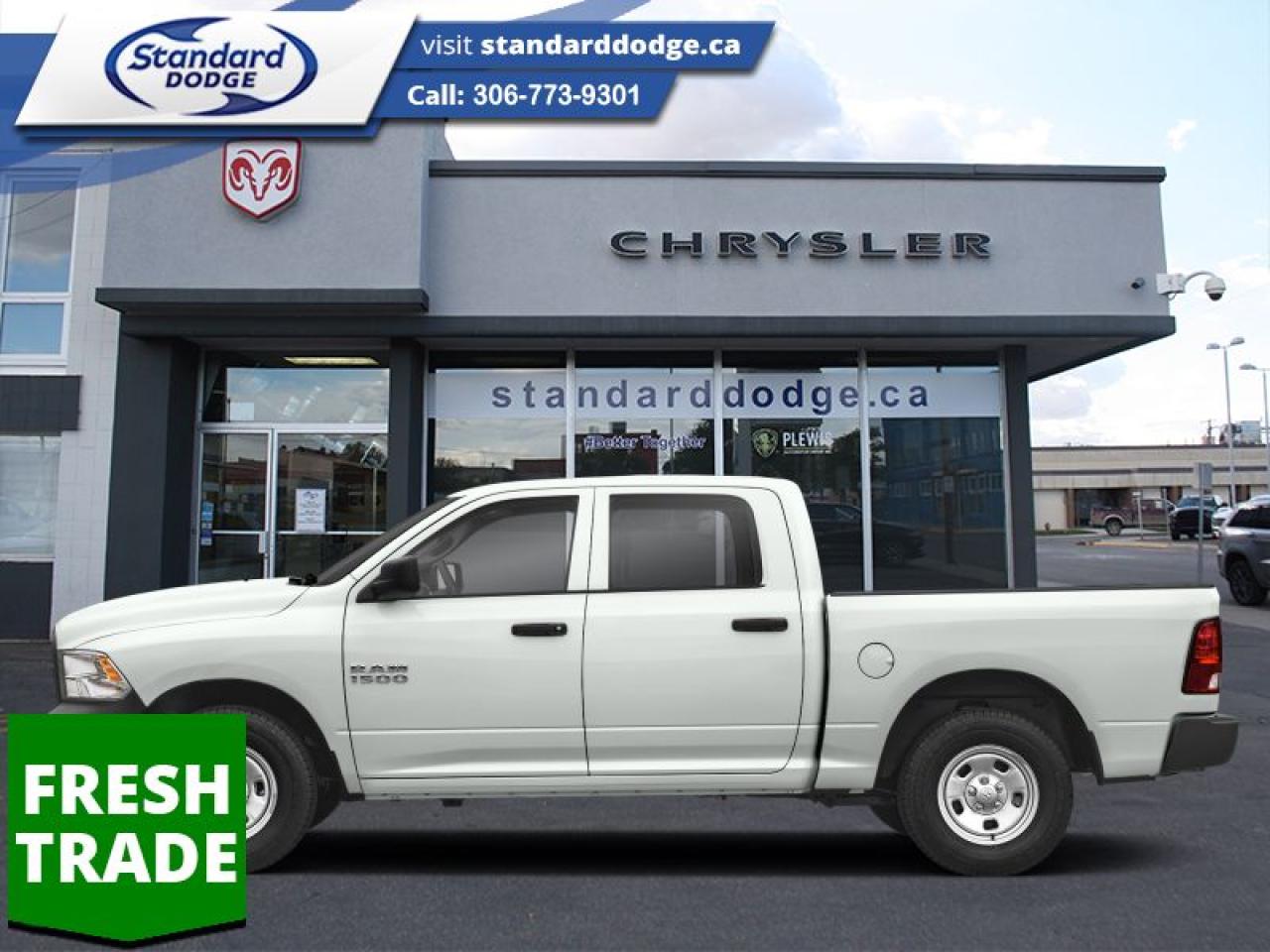 <b>Uconnect 5.0,  Bluetooth, Trailer Hitch!</b><br> <br>  Compare at $19983 - Our Price is just $18634! <br> <br>   Get the job done with this rugged Ram 1500 pickup. This  2015 Ram 1500 is fresh on our lot in Swift Current. <br> <br>The reasons why this Ram 1500 stands above the well-respected competition are evident: uncompromising capability, proven commitment to safety and security, and state-of-the-art technology. From the muscular exterior to the well-trimmed interior, this truck is more than just a workhorse. Get the job done in comfort and style with this Ram 1500. This  Crew Cab 4X4 pickup  has 167,000 kms. Its  bright white in colour  . It has a 6 speed automatic transmission and is powered by a  395HP 5.7L 8 Cylinder Engine.   This vehicle has been upgraded with the following features: Uconnect 5.0,  Bluetooth, Trailer Hitch. <br> To view the original window sticker for this vehicle view this <a href=http://www.chrysler.com/hostd/windowsticker/getWindowStickerPdf.do?vin=3C6RR7KT8FG640806 target=_blank>http://www.chrysler.com/hostd/windowsticker/getWindowStickerPdf.do?vin=3C6RR7KT8FG640806</a>. <br/><br> <br>To apply right now for financing use this link : <a href=https://standarddodge.ca/financing target=_blank>https://standarddodge.ca/financing</a><br><br> <br/><br>* Stop By Today *Test drive this must-see, must-drive, must-own beauty today at Standard Chrysler Dodge Jeep Ram, 208 Cheadle St W., Swift Current, SK S9H0B5! <br> o~o