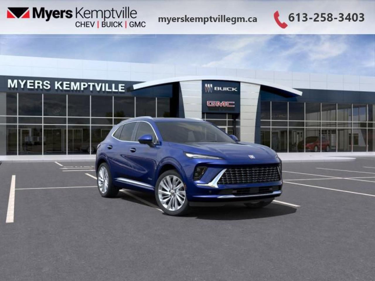 <b>Sunroof,  Cooled Seats,  HUD,  Bose Premium Audio,  Leather Seats!</b><br> <br> <br> <br>At Myers, we believe in giving our customers the power of choice. When you choose to shop with a Myers Auto Group dealership, you dont just have access to one inventory, youve got the purchasing power of an entire auto group behind you!<br> <br>  The possibilities are endless and seamless in this versatile Buick Envision. <br> <br>This Buick Envision has the space and versatility to get away with anything. Built to inspire confidence, this Envision doesnt just get you there, it helps you be your best. As boundless as your own imagination, this Envision was designed to inspire you with every drive. <br> <br> This calypso blu metallic SUV  has an automatic transmission and is powered by a  228HP 2.0L 4 Cylinder Engine.<br> <br> Our Envisions trim level is Avenir.  This range-topping Avenir trim rewards you with a panoramic sunroof, ventilated and heated leather seats with massage function, a drivers head up display, and a sonorous 9-speaker Bose premium audio. Also standard include a power liftgate for rear cargo access, an HD surround vision system, a wireless charging pad for mobile devices, and an ultra-wide infotainment screen with wireless Apple CarPlay and Android Auto. Safety features include adaptive cruise control, blind zone steering assist, lane keep assist with lane departure warning, rear park assist, and rear cross traffic braking. Additional features also include remote engine start, keyless open, a heated steering wheel, and even more. This vehicle has been upgraded with the following features: Sunroof,  Cooled Seats,  Hud,  Bose Premium Audio,  Leather Seats,  360 Camera,  Wireless Charging Pad. <br><br> <br>To apply right now for financing use this link : <a href=https://www.myerskemptvillegm.ca/finance/ target=_blank>https://www.myerskemptvillegm.ca/finance/</a><br><br> <br/>   Incentives expire 2025-03-31.  See dealer for details. <br> <br>Your journey to better driving experiences begins in our inventory, where youll find a stunning selection of brand-new Chevrolet, Buick, and GMC models. If youre looking to get additional luxuries at a wallet-friendly price, dont just pick pre-owned -- choose from our selection of over 300 Myers Approved used vehicles! Our incredible sales team will match you with the car, truck, or SUV thats got everything youre looking for, and much more. o~o