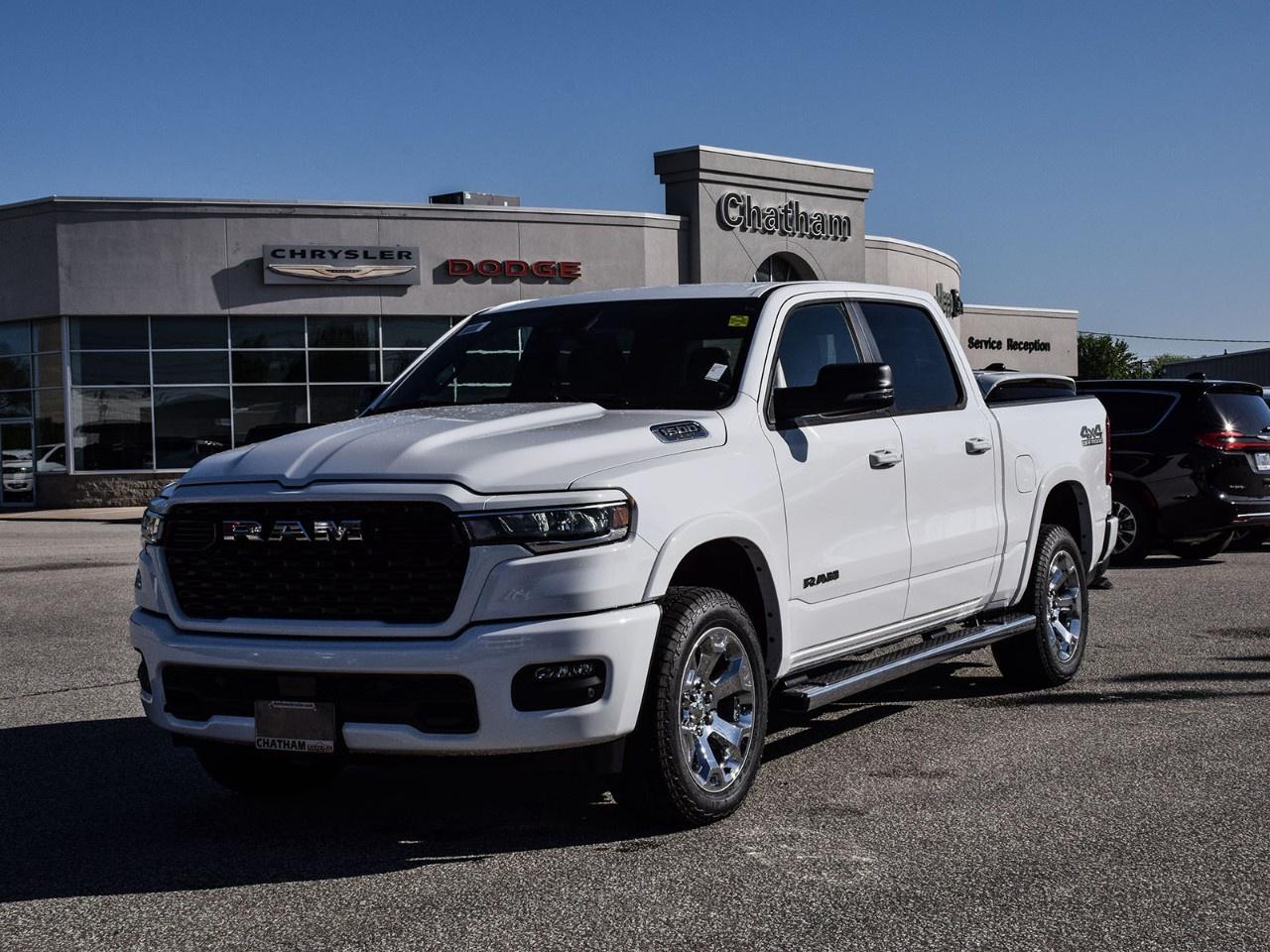 <p>Experience the power and style of the brand-new 2025 Ram 1500 Big Horn 4x4 Crew Cab 5'7" Box. This impressive truck, finished in a clean and classic White exterior, is designed to handle tough terrains with its capable 4×4 drivetrain.</p><p>The interior echoes the sophistication of its exterior with a complementing White finish. It offers a host of practical features that enhance both comfort and convenience, such as air conditioning, power windows, and smart device integration. The addition of heated mirrors, adaptive cruise control, and a backup camera further underscores its dedication to a comfortable driving experience.</p><p>Equipped with cutting-edge technology, this Ram 1500 features a reliable Automatic transmission. Enjoy the convenience of a wi-fi hotspot, and stay safe with advanced driver assistance features like lane assist and parking sensors. With remote start and keyless entry, getting on the road has never been easier.</p><p>Whether you're a busy professional needing a powerful vehicle for your daily commute or an adventurer looking for your next off-road companion, the 2025 Ram 1500 Big Horn Crew Cab is the perfect choice. </p>