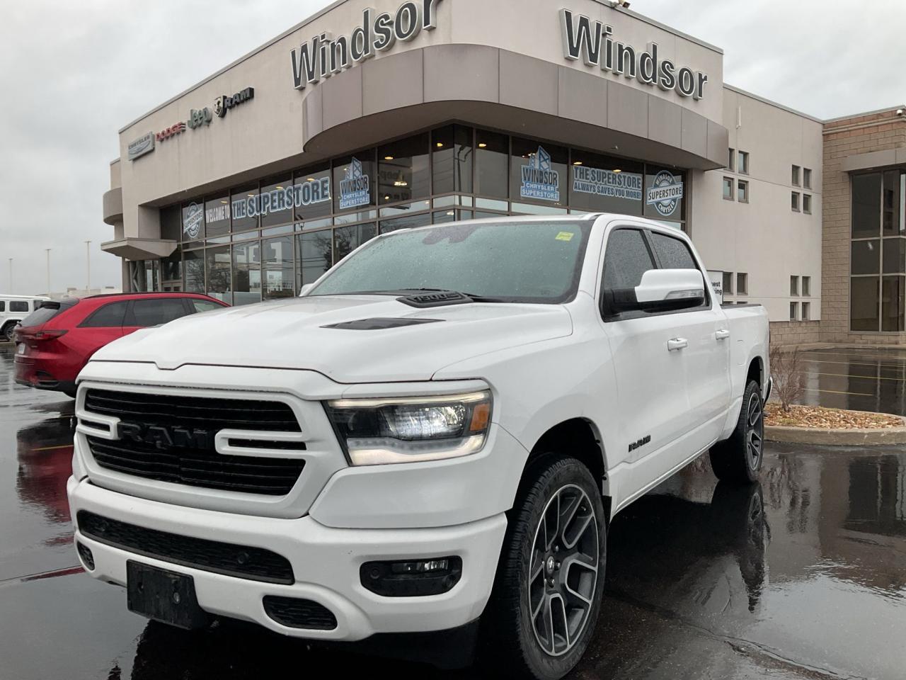 Odometer is 18430 kilometers below market average! Recent Arrival!Bright White Clearcoat 2020 Ram 1500 Sport 4WD 8-Speed Automatic HEMI 5.7L V8 VVT**CARPROOF CERTIFIED**.* PLEASE SEE OUR MAIN WEBSITE FOR MORE PICTURES AND CARFAX REPORTS * Buy in confidence at WINDSOR CHRYSLER with our 95-point safety inspection by our certified technicians. Searching for your upgrade has never been easier. You will immediately get the low market price based on our market research, which means no more wasted time shopping around for the best price, Its time to drive home the most car for your money today. OVER 100 Pre-Owned Vehicles in Stock! Our Finance Team will secure the Best Interest Rate from one of out 20 Auto Financing Lenders that can get you APPROVED! Financing Available For All Credit Types! Whether you have Great Credit, No Credit, Slow Credit, Bad Credit, Been Bankrupt, On Disability, Or on a Pension, we have options. Looking to just sell your vehicle? We buy all makes and models let us buy your vehicle. Proudly Serving Windsor, Essex, Leamington, Kingsville, Belle River, LaSalle, Amherstburg, Tecumseh, Lakeshore, Strathroy, Stratford, Leamington, Tilbury, Essex, St. Thomas, Waterloo, Wallaceburg, St. Clair Beach, Puce, Riverside, London, Chatham, Kitchener, Guelph, Goderich, Brantford, St. Catherines, Milton, Mississauga, Toronto, Hamilton, Oakville, Barrie, Scarborough, and the GTA.