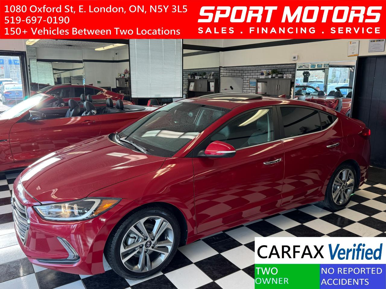 Used 2017 Hyundai Elantra LIMITED+Sunroof+New Brakes+GPS+CLEAN CARFAX for sale in London, ON