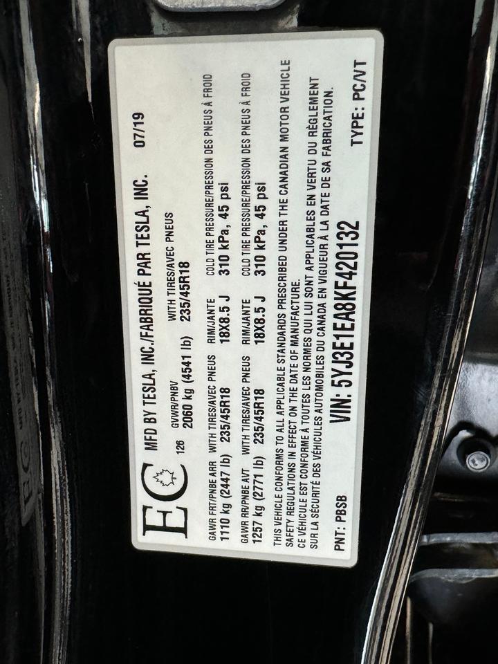 2019 Tesla Model 3 Standrad Range Plus+Auto Pilot+CLEAN CARFAX Photo