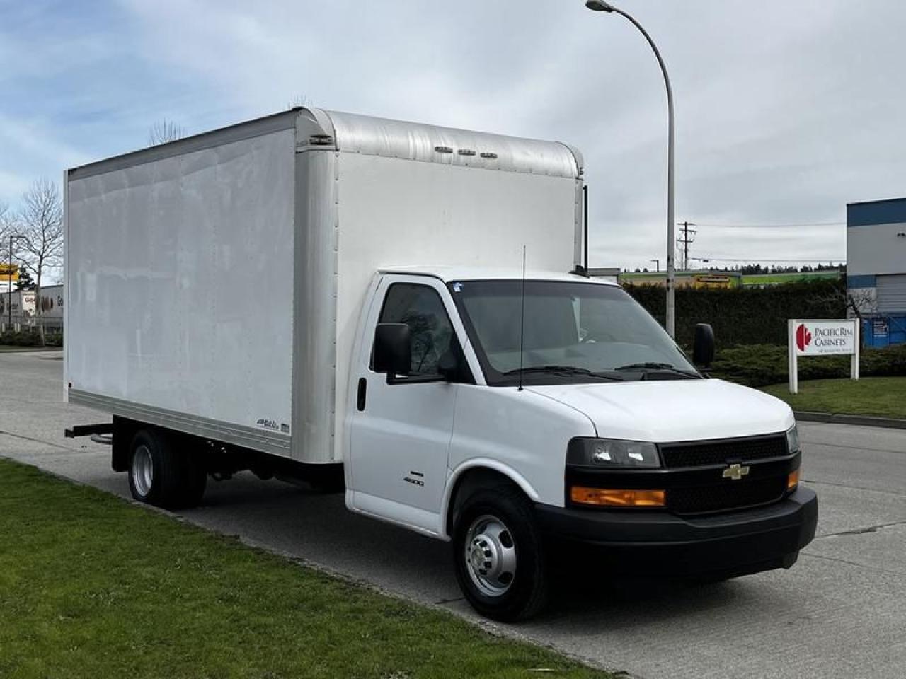 2019 Chevrolet Express G4500 16 Foot Cube Van With Ramp, 6.0L, 8 cylinder, 2 door, automatic, RWD, cruise control, air conditioning, AM/FM radio, white exterior, grey interior, cloth. Engine Hours 4415.Certification and Decal valid till May 2025.  $49,880.00 plus $375 processing fee, $50,255.00 total payment obligation before taxes.  Listing report, warranty, contract commitment cancellation fee, financing available on approved credit (some limitations and exceptions may apply). All above specifications and information is considered to be accurate but is not guaranteed and no opinion or advice is given as to whether this item should be purchased. We do not allow test drives due to theft, fraud, acts of vandalism and undetectable impaired driving. Instead we provide the following benefits: Complimentary Warranty (with options to extend), Limited Money Back Satisfaction Guarantee on Fully Completed Contracts, Contract Commitment Cancellation, and an Open-Ended Sell-Back Option. Ask seller for details or call 604-522-REPO(7376) to confirm listing availability.