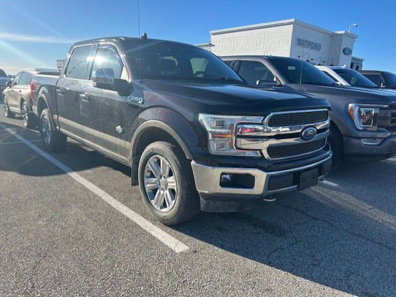 <p>The **2019 Ford F-150 King Ranch 3.5L** is the epitome of luxury and power in a full-size pickup truck. Combining Fords renowned durability and performance with premium amenities and advanced technology</p>
<p> the F-150 King Ranch is designed for those who demand the best in both capability and comfort.

Powered by the potent **3.5L EcoBoost V6 engine**</p>
<p> the truck performs with confidence.

The **King Ranch** trim takes the F-150 to the next level with a distinctive</p>
<p> and a **highly refined cabin** with rich wood and chrome accents. The **front seats are heated and ventilated**</p>
<p> while the **power-adjustable drivers seat** ensures a comfortable driving position for long trips. The cabin is spacious</p>
<p> making it a pleasure to spend time in.

The **SYNC 3** infotainment system with an **8-inch touchscreen** offers **Apple CarPlay**</p>
<p> keeping you connected and entertained on the go. Additional features like **dual-zone automatic climate control**</p>
<p> and a **navigation system** elevate the driving experience further.

Safety is also a priority in the **2019 Ford F-150 King Ranch**</p>
<p> and **rear cross-traffic alert**. These advanced driver-assist technologies help ensure a safe and secure ride</p>
<p> the **2019 Ford F-150 King Ranch 3.5L** is the perfect choice for those looking for a full-size pickup that offers top-tier performance</p>
<p> this truck delivers the best of both worlds.


REASONS TO BUY FROM WATFORD FORD


Best Price First.

Tired of negotiating? No problem! No hassle</p>
<p> best price from the start. Guaranteed!

Brake pads for life.

Receive free brake pads for life of your vehicle when you do all your regular service at Watford Ford.

First oil change covered.

Return to Watford Ford for your complimentary first oil change with your New or Used vehicle.

1 year road hazard tire protection.

Nails</p>
<p> potholes?no worries. $250 coverage per tire for any road hazards.

Secure-guard theft protection.

Four thousand dollars ($4</p>
<p> in the event that your Vehicle is stolen and not recovered and deemed to be a total loss

**Our goal is to maintain 100% accuracy on our listings. However</p>
<p> mistakes may still occur. Please contact us to confirm details**


**ONE KEY POLICY: All used cars come standard with One Key. In instances where the vehicle came with 2 Keys</p>
<a href=http://www.watfordford.com/used/Ford-F150-2019-id12000560.html>http://www.watfordford.com/used/Ford-F150-2019-id12000560.html</a>