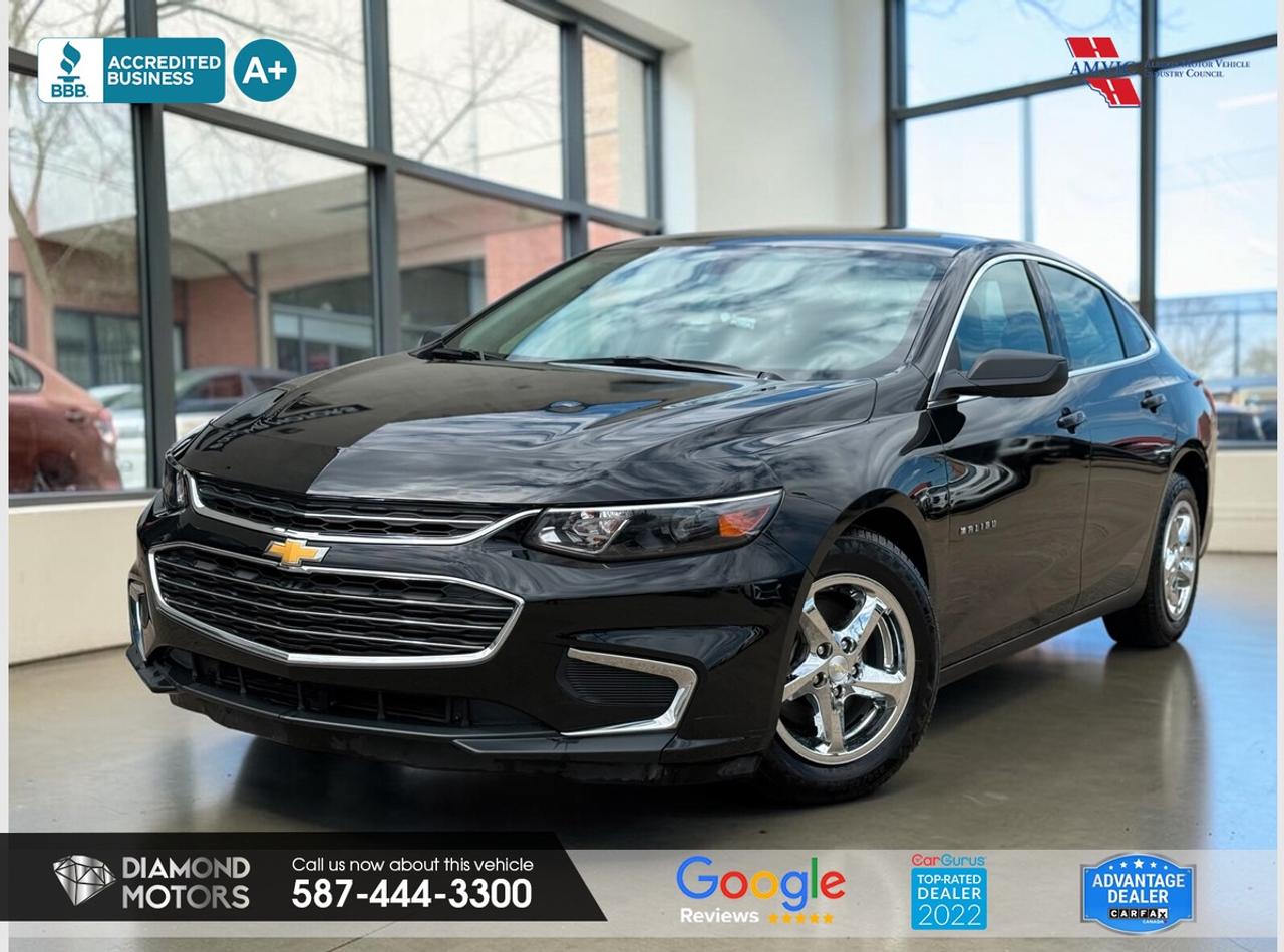 CLEARANCE PRICED  PRICED TO MOVE <br/> LIMITED TIME at Diamond Motors <br/> Drive away with a FREE 1-Year Warranty + low payments included at Listed Price. T&Cs Apply. <br/> <br/> <br/> Now Available: 2018 Chevrolet Malibu LS Black has 72,920 KM on it. 1.5L 4 Cylinder Engine engine, Front-Wheel Drive, Automatic transmission, 5 Seater passengers, on special price for $14,900.00. <br/> BACKUP CAMERA, BLUETOOTH, REMOTE STARTER, PUSH START, LOW KILOMETERS, APPLE CARPLAY, ANDROID AUTO, BRAND NEW TIRES AND MUCH MORE!!!!!!! <br/> Book your appointment today for Test Drive. We offer contactless Test drives & Virtual Walkarounds. Stock Number: 261141 <br/> <br/> <br/> At Diamond Motors, we are dedicated to providing you with an outstanding car-buying experience, offering quality pre-owned vehicles at prices that fit your budget. Our transparent and honest approach means you can expect straightforward guidance without any high-pressure sales tactics. We believe in building lasting relationships with our customers by offering personalized service tailored to your needs. From the moment you step onto our lot, our team is here to support you every step of the way, ensuring you leave confident in your decision. Trust, integrity, and customer satisfaction are the foundation of everything we do. <br/> <br/> <br/> Why Choose Diamond Motors?<br/> <br/> Certified Pre-Owned Vehicles <br/> Family Owned & Operated <br/> 100+ Vehicles in Stock <br/> Finance & Extended Warranty Available <br/> Transparent Pricing <br/> Inspection & Carfax Provided <br/> No-Pressure Buying Experience <br/> Full Disclosure Guaranteed <br/> Top Google Rated Dealership <br/> Trade-Ins Welcome <br/> AMVIC Licensed & BBB Accredited <br/> CarGurus Top-Rated Dealer (2022 & 2024) <br/> <br/> <br/> Phone to schedule an appointment @ 587-444-3300 or simply browse our inventory online www.diamondmotors.ca or come and see us at our location at <br/> 3403 93 street NW, Edmonton, T6E 6A4 <br/> <br/> <br/> To view the rest of our inventory: <br/> www.diamondmotors.ca/inventory <br/> <br/> <br/> This dealership provides all required disclosures in accordance with AMVIC regulations. A completed Mechanical Fitness Assessment and its associated inspection work order will be supplied with every vehicle. A Carfax (or equivalent) vehicle history report will also be provided, including available information on previous damage, accident history, stolen or salvage status, and jurisdictional records. <br/> Customers are encouraged to review all vehicle features, options, and equipment for accuracy prior to purchase. <br/>