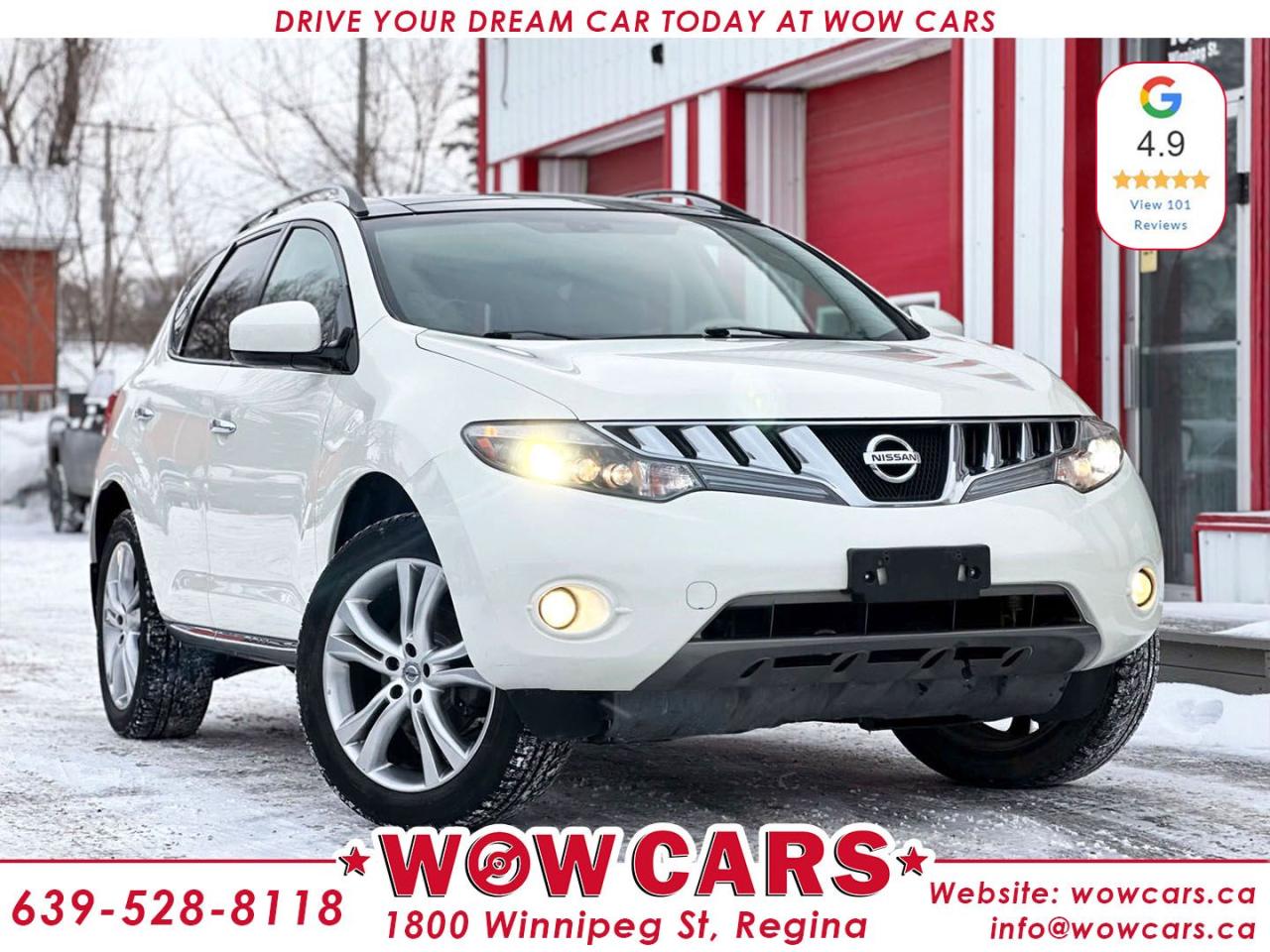 2009 Nissan Murano AWDOdometer: 187,462km <br/> Price: $10,990+taxes <br/> <br/>  <br/> WOW Factors:--Certified and mechanical inspection  <br/> <br/>  <br/> Highlight features:--Alloy Wheels <br/> -All Wheel Drive <br/> -Power Seats <br/> -Leather Heated Seats <br/> -Rear Heated Seats <br/> -Panoramic Sunroof  <br/> -Power tailgate <br/> -Back up Camera <br/> -Push Button Start <br/> -Parking Sensors <br/> -Block heater <br/> -Cruise Control and much more. <br/> <br/>  <br/> Welcome to WOW CARS Family! <br/> Our prior most priority is the satisfaction of the customers in each aspect. We deal with the sale/purchase of pre-owned Cars, SUVs, VANs, and Trucks. Our main values are Truth, Transparency, and Believe. <br/> <br/>  <br/> Visit WOW CARS Today at 1800 Winnipeg Street Regina, SK S4P1G2, or give us a call at (639) 528-8II8. <br/>