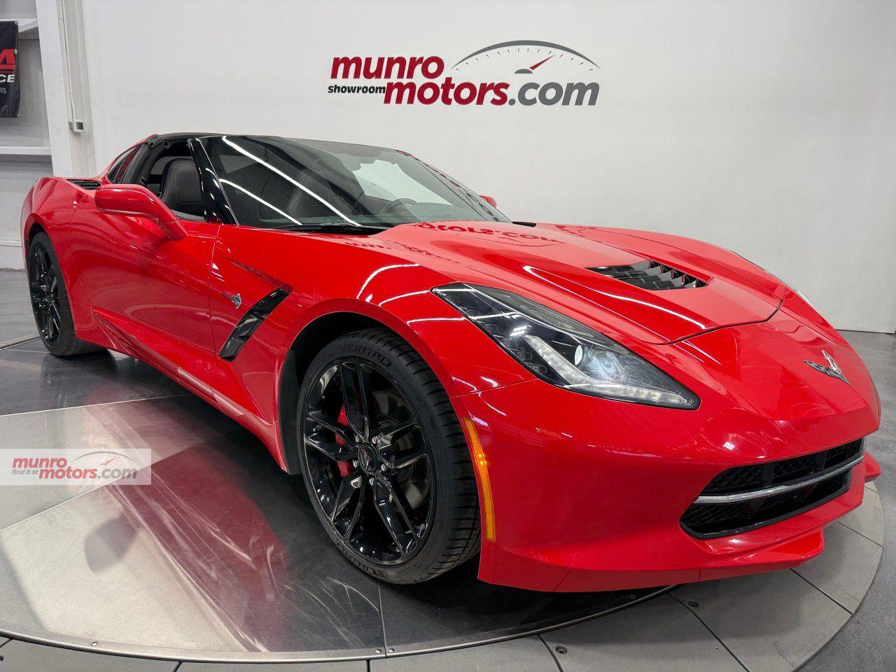 <p>Vehicle Highlights include: Black Z51 Style Wheels, Bright Red Brake Calipers, Brand New Front Michelin Tires, Transparent Removeable Roof, Carbon Flash Vents, Chrome Badge Package, High Intensity HID Headlamps, & Body Coloured Heated Power Adjustable Mirrors.</p><p>The Stingray is one of the most iconic car names ever. With its long hood draped over a perfectly balanced chassis & precision-crafted interior, Stingray is a modern interpretation of the Corvette legacy.</p><p>This example is shown in Torch Red with Jet Black Bucket Seats.</p><p>The 6.2L LT1 V8 produces 455HP & is paired to a 8 Speed Automatic Transmission with Paddles.</p><p>Additionally, youll enjoy the standard Corvette features such as: 8 Way Driver/Passenger Seats, Audio/Voice/Driver Info Centre Steering Wheel Controls, Leather Power Tilt/Telescopic Wheel, Cruise Control, Dual Zone Climate Control, Power Windows/Locks, 8" Diagonal Touchscreen, Rear Camera, OnStar Navigation by Subscription, Remote Trunk Release, Keyless Entry with Remote Start, Anti-Theft System, & a Bose 9 Speaker Stereo System.</p><p>With exceptional Performance, Style, Comfort, Features, & most of all Value, the 2019 Corvette Stingray Coupe is a remarkable sports car.</p><p>This Corvette has a clean Carfax and low kms. Come on down to Munro Motors & see this one for yourself, its in stock. We will look forward to seeing you real soon!</p><p></p><p><span style=color:rgb( 51 , 51 , 51 )>CarFax:</span><a href=https://vhr.carfax.ca/?id=aRPfNpEFP85BtD3HsGnR795Hsf23ju5H rel=nofollow>https://vhr.carfax.ca/?id=aRPfNpEFP85BtD3HsGnR795Hsf23ju5H</a></p><p></p><p><span style=color:rgb( 51 , 51 , 51 )>Yes we take trade in vehicles.</span></p><p><span style=color:rgb( 51 , 51 , 51 )>Check us out on youtube: </span><a href=https://www.youtube.com/user/MunroMotors1 rel=nofollow>click here</a></p><p><span style=color:rgb( 51 , 51 , 51 )>Like us on Facebook: </span><a href=https://www.facebook.com/munromotors/ rel=nofollow>https://www.facebook.com/munromotors/</a></p><p><span style=color:rgb( 51 , 51 , 51 )>We are located in Brantford, Ontario; Telephone City and the hometown of hockey legend Wayne Gretzky. Formerly located in St. George, Ontario for ten years, we are still east of London, south of Cambridge, and west of Hamilton.</span></p><p><span style=color:rgb( 51 , 51 , 51 )>In order to get our customers to come here, we have to have great prices and then when you get here, we have to have a great car in order to earn your business.</span></p><p><span style=color:rgb( 51 , 51 , 51 )>Our business hours are Monday to Friday 10am to 5pm. We are closed on Saturdays and Sundays.</span></p><p><span style=color:rgb( 51 , 51 , 51 )>At Munro Motors, we find unique vehicles and post our entire stock online in order to ensure that our vehicles find their happy home.</span></p><p><span style=color:rgb( 51 , 51 , 51 )>To ensure our customers can get what they've always wanted, we offer financing services through TD Auto Finance, Desjardins, CIBC Auto Finance and Independent Leasing Companies on vehicles that are less than ten model years old and boats that are less than twenty-five model years old.</span></p><p><span style=color:rgb( 51 , 51 , 51 )>We also offer warranty products through Lubrico and GVC warranties to ensure that your mechanical baby stays in tip-top condition.</span></p><p><span style=color:rgb( 51 , 51 , 51 )>Because of our customer focused service we have been delivering vehicles to Switzerland, Finland, Rotterdam, Emo, Thunder Bay, Kapuskasing, Halifax, Sudbury, Sault Ste. Marie, Cornwall, Fort Francis, Kelowna, Montréal, Saskatchewan, Virginia, Newfoundland, Edmonton, Ottawa, Fredericton and Winnipeg, as well as Cambridge, Kitchener, Waterloo, Barrie, Windsor, London, Pickering, Peterborough, Oshawa, Sante Fe New Mexico, Blind River, the Greater Toronto Area, and even so far as the Czech Republic!</span></p><p><span style=color:rgb( 51 , 51 , 51 )>All of our vehicles are hand-picked by the very knowledgeable owner, Andy Munro, who has been connecting people to their dreams for many years.</span></p><p><a href=http://Munromotors.com rel=nofollow><span style=color:rgb( 51 , 51 , 51 )>Munromotors.com</span></a></p><p><span style=color:rgb( 51 , 51 , 51 )>Email: <u>sales@munromotors.com</u></span></p><p><span style=color:rgb( 51 , 51 , 51 )>Most of our vehicles are already reconditioned, saftied, etested and ready to drive home with you.</span></p><p><span style=color:rgb( 51 , 51 , 51 )>Delivery is available.</span></p><p><span style=color:rgb( 51 , 51 , 51 )>Ask for details All prices are subject to HST and licensing, no hidden fees.</span></p><p><span style=color:rgb( 51 , 51 , 51 )>Financing is available for good credit and bruised credit. OAC as low as 7.99% for well qualified applicants. Ask us for details.</span></p>