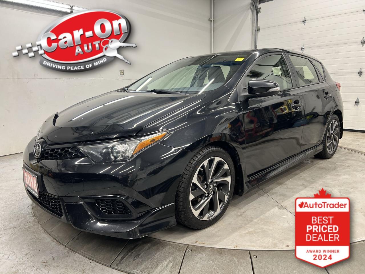 LOW KMS!! Rare automatic Scion Toyota iM Hatchback w/ 7-inch touchscreen, backup camera, 17-inch alloys, Pioneer audio system, dual-zone climate control, automatic headlights, leather-wrapped steering wheel, keyless entry, full power group incl. power folding mirrors, Bluetooth and keyless entry!