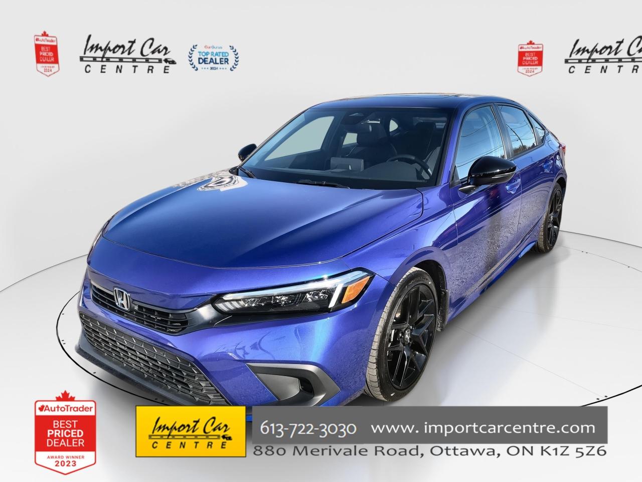 Used 2024 Honda Civic Sport SPORT, LIKE NEW!!  ROOF, HTD.SEATS, BLIS, BK for sale in Ottawa, ON