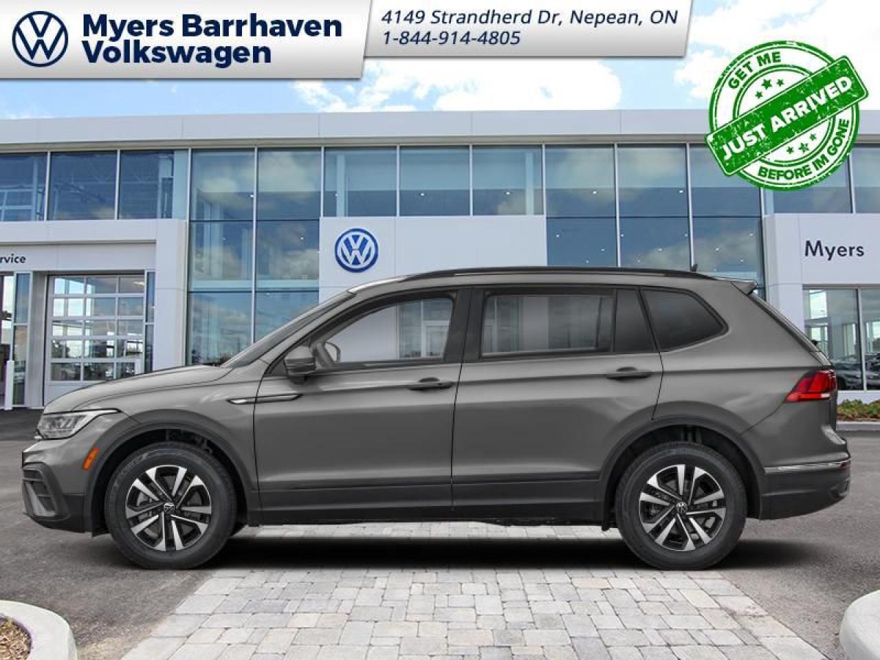 <b>Third Row Package!</b><br> <br>    Designed with you in mind, this 2022 Tiguan does more than offer tons of tech, it makes it all easy to use. This  2022 Volkswagen Tiguan is fresh on our lot in Nepean. <br> <br>Whether its a weekend warrior or the daily driver this time, this 2022 Tiguan makes every experience easier to manage. Cutting edge tech, both inside the cabin and under the hood, allow for safe, comfy, and connected rides that keep the whole party going. The crossover of the future is already here, and its called the Tiguan.This  SUV has 48,364 kms. Its  platinum gray metallic in colour  and is completely accident free based on the <a href=https://vhr.carfax.ca/?id=bQnqEbvzVj/50H4+iK5uDhpaqFPbYZlM target=_blank>CARFAX Report</a> . It has an automatic transmission and is powered by a  184HP 2.0L 4 Cylinder Engine. <br> <br> Our Tiguans trim level is Trendline. This spacious and comfortable Tiguan Trendline comes very well equipped with 4MOTION all-wheel drive capability, a 6.5 inch touchscreen display that features voice command, Android Auto and Apple CarPlay, heated front seats, a heated steering wheel, and blind spot detection. This sporty and stylish family SUVW also includes stylish aluminum wheels and black exterior accents, automatic LED lights, a 40/20/40 split-folding rear seats, an 8 inch digital cockpit, power heated mirrors and front assist with autonomous emergency braking plus much more!  This vehicle has been upgraded with the following features: Third Row Package. <br> <br>To apply right now for financing use this link : <a href=https://www.barrhavenvw.ca/en/form/new/financing-request-step-1/44 target=_blank>https://www.barrhavenvw.ca/en/form/new/financing-request-step-1/44</a><br><br> <br/><br> Buy this vehicle now for the lowest bi-weekly payment of <b>$188.74</b> with $0 down for 96 months @ 9.99% APR O.A.C. ((Plus applicable taxes and fees - Some conditions apply to get approved at the mentioned rate)     ).  See dealer for details. <br> <br>We are your premier Volkswagen dealership in the region. If youre looking for a new Volkswagen or a car, check out Barrhaven Volkswagens new, pre-owned, and certified pre-owned Volkswagen inventories. We have the complete lineup of new Volkswagen vehicles in stock like the GTI, Golf R, Jetta, Tiguan, Atlas Cross Sport, Volkswagen ID.4 electric vehicle, and Atlas. If you cant find the Volkswagen model youre looking for in the colour that you want, feel free to contact us and well be happy to find it for you. If youre in the market for pre-owned cars, make sure you check out our inventory. If you see a car that you like, contact 844-914-4805 to schedule a test drive.<br> Come by and check out our fleet of 30+ used cars and trucks and 90+ new cars and trucks for sale in Nepean.  o~o