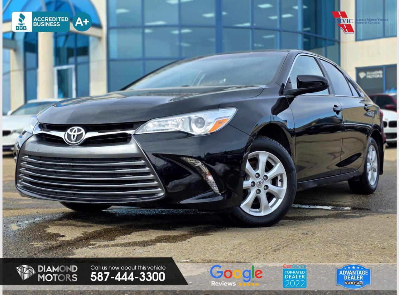 2.5L 4 CYLINDER ENGINE, BLUETOOTH, BACKUP CAMERA, LE PACKAGE, TOUCHSCREEN, CRUISE CONTROL, POWER WINDOWS, AND MUCH MORE! <br/> <br/>  <br/> Just Arrived 2017 Toyota Camry LE Black has 106,208 KM on it. 2.5L 4 Cylinder Engine engine, Front-Wheel Drive, Automatic transmission, 5 Seater passengers, on special price for . <br/> <br/>  <br/> Book your appointment today for Test Drive. We offer contactless Test drives & Virtual Walkarounds. Stock Number: 25074 <br/> <br/>  <br/> At Diamond Motors, we are dedicated to providing you with an outstanding car-buying experience, offering quality pre-owned vehicles at prices that fit your budget. Our transparent and honest approach means you can expect straightforward guidance without any high-pressure sales tactics. We believe in building lasting relationships with our customers by offering personalized service tailored to your needs. From the moment you step onto our lot, our team is here to support you every step of the way, ensuring you leave confident in your decision. Trust, integrity, and customer satisfaction are the foundation of everything we do. <br/> <br/>  <br/> Why choose us? <br/>  <br/> Certified Pre-Owned Vehicles <br/> Family Owned & Operated <br/> Finance Available <br/> Extended Warranty <br/> Vehicles Priced to Sell <br/> No Pressure Environment <br/> Inspection & Carfax Report <br/> Professionally Detailed Vehicles <br/> Full Disclosure Guaranteed <br/> AMVIC Licensed <br/> BBB Accredited Business <br/> CarGurus Top-rated Dealer 2022 & 2024 <br/> <br/>  <br/> Phone to schedule an appointment @ 587-444-3300 or simply browse our inventory online www.diamondmotors.ca or come and see us at our location at <br/> 3403 93 street NW, Edmonton, T6E 6A4 <br/> <br/>  <br/> To view the rest of our inventory: <br/> www.diamondmotors.ca/inventory <br/> <br/>  <br/> All vehicle features must be confirmed by the buyer before purchase to confirm accuracy. All vehicles have an inspection work order and accompanying Mechanical fitness assessment. All vehicles will also have a Carproof report to confirm vehicle history, accident history, salvage or stolen status, and jurisdiction report. <br/>