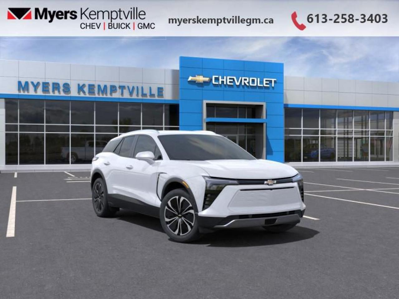 <br> <br>At Myers, we believe in giving our customers the power of choice. When you choose to shop with a Myers Auto Group dealership, you dont just have access to one inventory, youve got the purchasing power of an entire auto group behind you!<br> <br>  This 2025 Blazer EV sports menacing styling, which convey the performance capabilities it offers. <br> <br>This 2025 Blazer EV utilizes Chevys game-changing Ultium battery platform, and promises flexibility in charging speeds, range and performance. The interior is exceptionally spacious, with great ergonomics, plentiful tech features and incredible versatility for you and yours. Step up to this Blazer EV and experience the future of electric motoring.<br> <br> This summit white SUV  has an automatic transmission.<br><br> <br>To apply right now for financing use this link : <a href=https://www.myerskemptvillegm.ca/finance/ target=_blank>https://www.myerskemptvillegm.ca/finance/</a><br><br> <br/>   Incentives expire 2025-03-31.  See dealer for details. <br> <br>Your journey to better driving experiences begins in our inventory, where youll find a stunning selection of brand-new Chevrolet, Buick, and GMC models. If youre looking to get additional luxuries at a wallet-friendly price, dont just pick pre-owned -- choose from our selection of over 300 Myers Approved used vehicles! Our incredible sales team will match you with the car, truck, or SUV thats got everything youre looking for, and much more. o~o