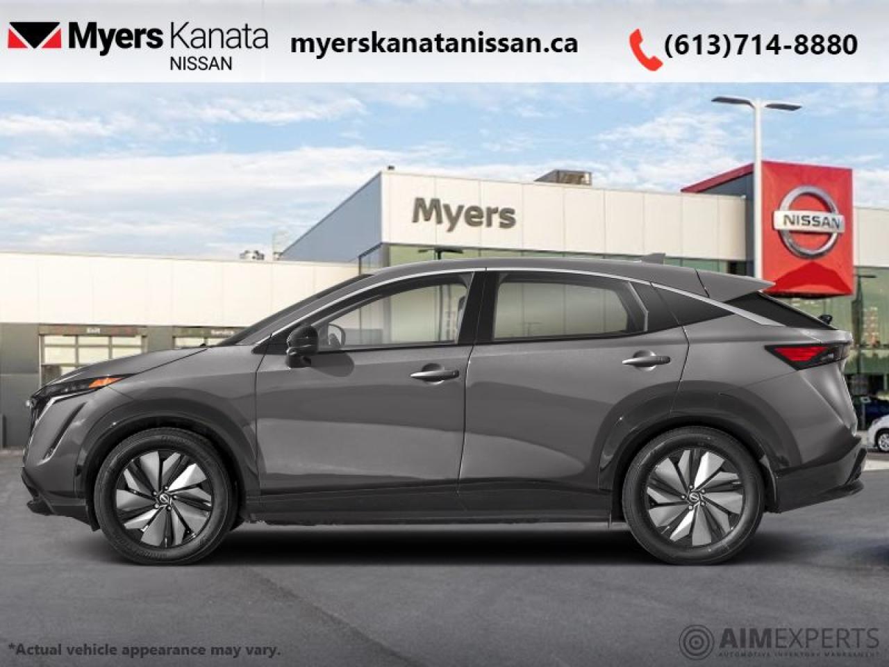 <b>Rapid Charging,  Premium Audio,  Memory Seats,  Heated Seats,  Heated Steering Wheel!</b><br> <br> <br> <br>  A serene and wide-open design lets you relax into luxury in this 2025 ARIYA . <br> <br>This 2025 ARIYA was designed to show off how innovation can move you. With connective and assistive technology, you can interact seamlessly with your world and get the most out of every experience. From serenity to intelligence this 2025 ARIYA was designed to enhance your drive. Step in this 2025 ARIYA and embrace technology. <br> <br> This gun metallic SUV  has an automatic transmission.<br> <br> Our ARIYAs trim level is ENGAGE FWD. This Ariya Engage is a bold step in a new direction with heated synthetic leather seats, a heated steering wheel, wood trim, LED lights with automatic high beams, proximity key, and memory settings. NissanConnect EV featuring Apple CarPlay, Android Auto, navigation, Bluetooth, SiriusXM, and Bose speakers keep every drive connected. Distance pacing cruise with stop and go, parking sensors, blind spot intervention and warning system, automatic emergency braking with pedestrian detection, intelligent lane intervention, driver attention alerts, and a rearview camera help secure every journey. This vehicle has been upgraded with the following features: Rapid Charging,  Premium Audio,  Memory Seats,  Heated Seats,  Heated Steering Wheel,  Synthetic Leather Seats,  Android Auto. <br><br> <br/> Total  rebate of $2500 is reflected in the price.  Incentives expire 2025-03-31.  See dealer for details. <br> <br><br> Come by and check out our fleet of 50+ used cars and trucks and 80+ new cars and trucks for sale in Kanata.  o~o