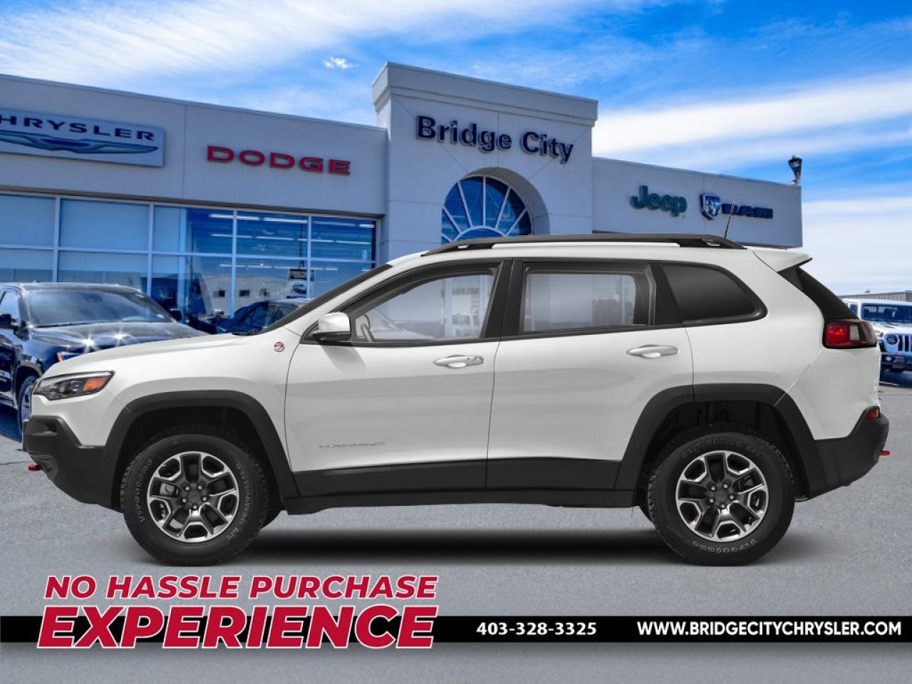 <b>Off-Road Suspension,  Apple CarPlay,  Android Auto,  Heated Mirrors!</b><br> <br>    Aiming to be more than another run-of-the-mill crossover, this 2019 Cherokee brings a measure of ruggedness to the party in the way that only a Jeep can, says Car and Driver. This  2019 Jeep Cherokee is fresh on our lot in Lethbridge. <br> <br>When the freedom to explore arrives alongside exceptional value, the world opens up to offer endless opportunities. This is what you can expect with this Jeep Cherokee. With an exceptionally smooth ride and an award-winning interior, this Cherokee can take you anywhere in comfort and style. Redesigned for 2019, this Jeep has a refined new look without sacrificing its rugged presence. Experience adventure and discover new territories with the unique and authentically crafted Jeep Cherokee, a major player in Canadas best-selling SUV brand. This  SUV has 101,405 kms. Stock number 3580 is bright white in colour  and is completely accident free based on the <a href=https://vhr.carfax.ca/?id=0EOyfOd2b2KzizTqr19HUEE0YyXM1Jje target=_blank>CARFAX Report</a> . It has an automatic transmission and is powered by a  271HP 3.2L V6 Cylinder Engine.  <br> <br> Our Cherokees trim level is Trailhawk. Travel in style with this off-road-ready Jeep Cherokee Trailhawk. It comes loaded with heated leather seats with red stitching, driver memory settings, a heated steering wheel, unique black aluminum wheels, 4-wheel drive, an off-road suspension, skid plates, hands free liftgate, Uconnect 8.4 with Bluetooth, a rearview camera and much more. This vehicle has been upgraded with the following features: Off-road Suspension,  Apple Carplay,  Android Auto,  Heated Mirrors. <br> <br>To apply right now for financing use this link : <a href=https://www.bridgecitychrysler.com/pre-approval/ target=_blank>https://www.bridgecitychrysler.com/pre-approval/</a><br><br> <br/><br>Locally Owned & Trusted for Over 35 Years  Bridge City Chrysler in Lethbridge, AB <br><br>

At Bridge City Chrysler, weve proudly served the Lethbridge community for more than 35 years, offering an unparalleled car buying experience. Dont just take our word for itour Google reviews speak volumes about our commitment to exceptional service. <br><br>

Delivery & At-Home Test Drives: Convenient options to suit your lifestyle. <br><br>
Flexible Financing for Everyone: Get the vehicle you need with financing solutions tailored to your situation. <br><br>
Full Mechanical Inspections & Professional Cleaning: Every vehicle is thoroughly inspected and cleaned before it hits our lot.<br><br>
We take all makes and models on trade and offer competitive pricing with inventory that changes daily. Whether youre shopping for a Chrysler, Dodge, Jeep, RAM, or FIAT, our AMVIC Licensed dealership makes it easy to browse, buy, and drive away.<br><br>

Located in Lethbridge, AB, we proudly serve customers in Fort Macleod, Taber, Claresholm, and Coaldale. Shop online or visit us today to experience the best in sales, service, and selection. Standard bank rates apply; taxes are additional.<br><br> Vehicle pricing offer shown expire 2025-03-31. <br> Come by and check out our fleet of 50+ used cars and trucks and 160+ new cars and trucks for sale in Lethbridge.  o~o