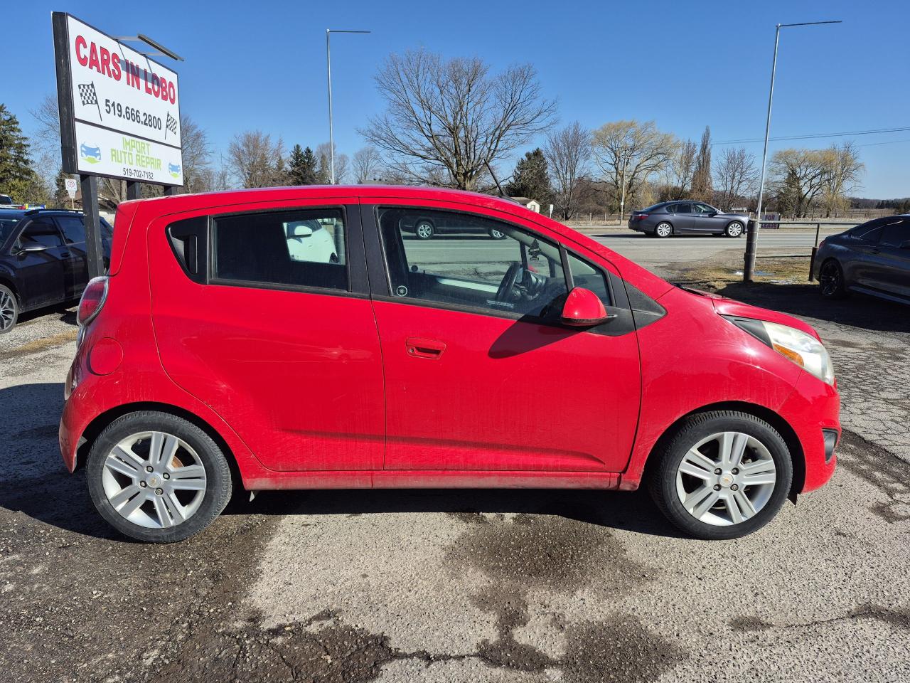 <p><span style=font-size: 14pt;><strong>2013 CHEVROLET SPARK LS MANUAL! </strong></span></p><p><span style=font-size: 14pt;><strong>RUNS AND DRIVES GOOD , NO LIGHTS ON DASH , VERY LOW KMS , </strong></span></p><p> </p><p> </p><p><span style=font-size: 14pt;><strong>CARS IN LOBO LTD. (Buy - Sell - Trade - Finance) <br /></strong></span><span style=font-size: 14pt;><strong style=font-size: 18.6667px;>Office# - 519 666 2800<br /></strong></span><span style=font-size: 14pt;><strong>TEXT 24/7 - 226-289-5416</strong></span></p><p><span style=font-size: 14pt;><span style=color: #3e4153; font-size: medium; background-color: #f9f9f9;>This vehicle is being sold as is, unfit, not e-tested and is not represented as being in a road worthy condition, mechanically sound or maintained at any guaranteed level of quality. The vehicle may not be fit for use as a means of transportation and may require substantial repairs at the purchasers expense. It may not be possible to register the vehicle to be driven in its current condition.</span></span></p><p><span style=font-size: 12pt;>-> LOCATION <a title=Location  href=https://www.google.com/maps/place/Cars+In+Lobo+LTD/@42.9998602,-81.4226374,15z/data=!4m5!3m4!1s0x0:0xcf83df3ed2d67a4a!8m2!3d42.9998602!4d-81.4226374 target=_blank rel=noopener>6355 Egremont Dr N0L 1R0 - 6 KM from fanshawe park rd and hyde park rd in London ON</a><br />-> Quality pre owned local vehicles. CARFAX available for all vehicles <br />-> Certification is included in price unless stated AS IS or ask about our AS IS pricing<br />-> We offer Extended Warranty on our vehicles inquire for more Info<br /></span><span style=font-size: small;><span style=font-size: 12pt;>-> All Trade ins welcome (Vehicles,Watercraft, Motorcycles etc.)</span><br /><span style=font-size: 12pt;>-> Financing Available on qualifying vehicles <a title=FINANCING APP href=https://carsinlobo.ca/fast-loan-approvals/ target=_blank rel=noopener>APPLY NOW -> FINANCING APP</a></span><br /><span style=font-size: 12pt;>-> Register & license vehicle for you (Licensing Extra)</span><br /><span style=font-size: 12pt;>-> No hidden fees, Pressure free shopping & most competitive pricing. </span></span></p><p><span style=font-size: small;><span style=font-size: 12pt;>MORE QUESTIONS? FEEL FREE TO CALL (519 666 2800)/TEXT </span></span><span style=background-color: #ffffff; color: #1c2b33; font-family: -apple-system, BlinkMacSystemFont, Segoe UI, Roboto, Helvetica, Arial, sans-serif, Apple Color Emoji, Segoe UI Emoji, Segoe UI Symbol; font-size: 12pt; white-space: pre-wrap;>226 289 5416</span><span style=font-size: 12pt;>/EMAIL (Sales@carsinlobo.ca)</span></p><p> </p>