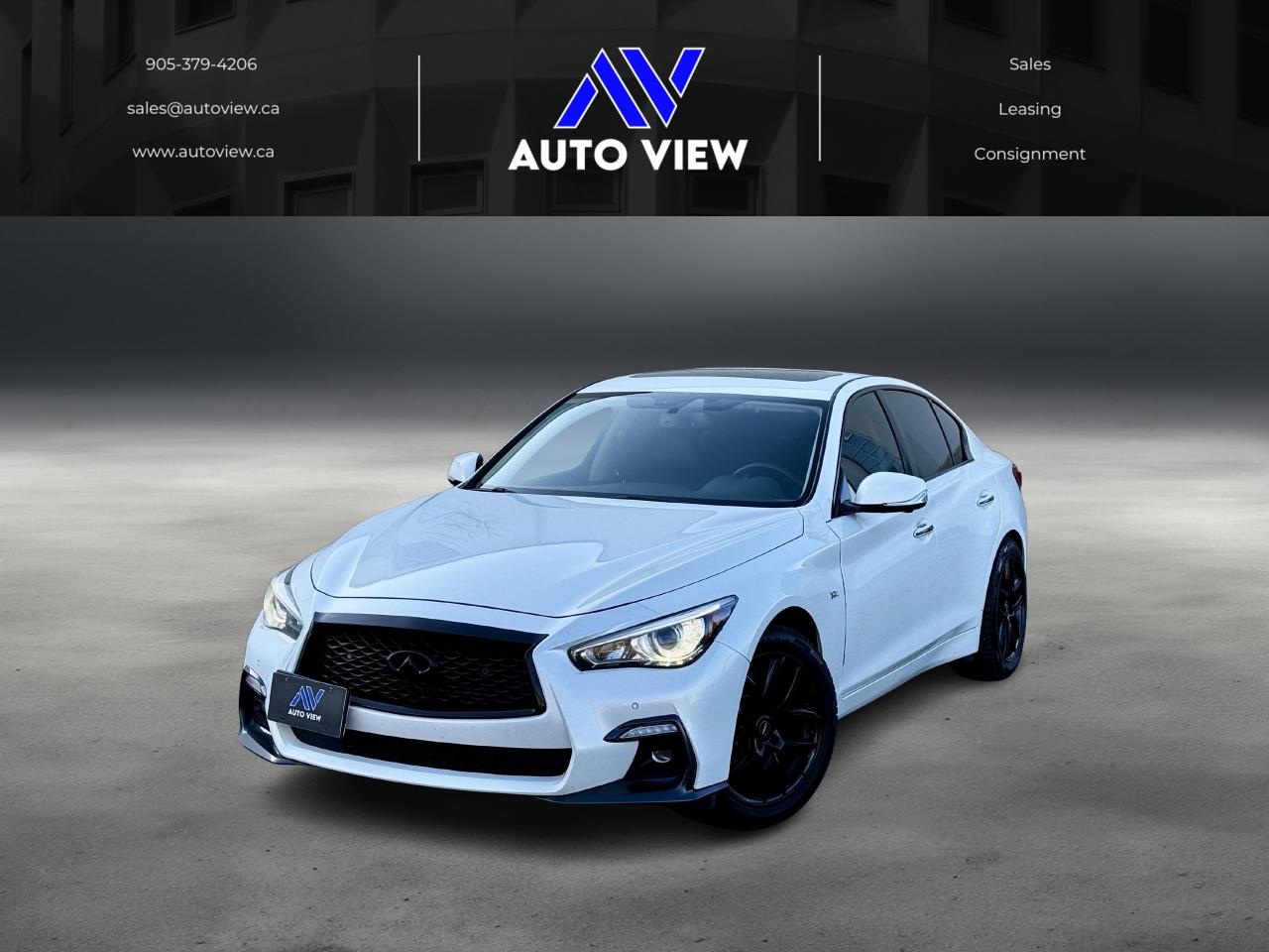 <p style=line-height: 1;>JUST LANDED!!</p><p style=line-height: 1;>2016 Infiniti Q50 3.0T!!</p><p style=line-height: 1;>**300 HP // 295 LB-FT**</p><p style=line-height: 1;>**COMES WITH WINTER AND SUMMER RIMS/TIRES**</p><p style=line-height: 1;>3.0L TWIN TURBO V6 MOTOR, 7 SPEED AUTOMATIC TRANSMISSION, ALL WHEEL DRIVE, 360 CAMERA, REMOTE STARTER, KEYLESS ENTRY, MEMORY SEATS, HEATED FRONT SEATS, AMBIENT FLOOR LIGHTING AND MUCH MORE!!</p><p style=line-height: 1;>**VEHICLE BEING SOLD AS-IS**</p><p style=line-height: 1;>**ADDITIONAL $999 FOR CERTIFICATION**</p><p style=line-height: 1;>**REBUILT TITLE**</p><p style=line-height: 1;> </p><p style=line-height: 1;><em>FINANCING AND LEASING AVAILABLE ON ALL VEHICLES. </em></p><p style=line-height: 1;><em>ALL CERTIFIED VEHICLES COME WITH A 3 MONTH WARRANTY.</em></p><p style=line-height: 1;><em>EXTENDED WARRANTY OPTIONS AVAILABLE.</em></p><p style=line-height: 1;><em>All vehicles come with a required $10 OMVIC FEE- as well as a $499 Administration fee.</em></p><p style=line-height: 1;><em>All certified vehicles come with a 36 day safety warranty. </em></p><p style=line-height: 1;><em>*All prices are plus HST & Licensing*</em></p><p style=line-height: 1;><em>Auto View is located at 590 South Service Road Stoney Creek, only minutes off the QEW Exit 83 Fruitland Road!</em></p><p style=line-height: 1;><em>Contact us VIA email, call, or text!</em></p><p style=line-height: 1;><em>sales@autoview.ca</em></p><p style=line-height: 1;><em>905-379-4206</em></p>