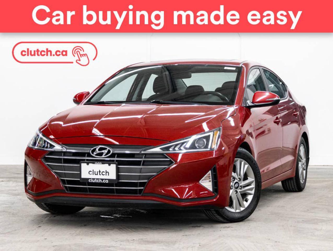 Front Heated Seats, Climate Control, Auxiliary Audio Input and more!<br> <br>Clutch is the largest online used car retailer in Canada, delivering a seamless, hassle-free car-buying experience to drivers everywhere. Shop hundreds of used cars online, get the right one delivered to your door, and enjoy peace of mind with our optional 10-Day Money-Back Guarantee. How sweet is that? To learn more, visit clutch.ca.<br> <br>The top features for this 2020 Hyundai Elantra include:<br> <br>Brake Assist<br>Front Heated Seats<br>Climate Control<br>Auxiliary Audio Input<br>Bluetooth Music<br>Touchscreen Display<br>Cruise Control<br>12V Outlet<br>Apple CarPlay<br>Android Auto<br>USB Input<br>Push Button Start<br>Lane Departure Warning<br>Forward Collision Mitigation<br>Rear Cross Traffic Alert<br>Heated Steering Wheel<br>Sunroof<br>Hill Assistance<br>Rear View Camera<br>Ambient Lighting<br>Blindspot Sensors<br> <br>Seamless home delivery - Delivery to your door in a matter of days. Available on select packages.<br> <br>Try it out for 10 days - If you do not like it, we will take it back. Available on select packages. <br> <br>Quality assured - All cars go through our rigorous 210-point inspection and reconditioning process.<br> <br>Peace of mind - Optional 3-month Standard Warranty, with additional warranty options available.<br> <br>Haggle-free - No haggling or hard sells.<br> <br>100% Transparency - Full inspection reports on every car, including high-res photography and a free Carfax report.<br> <br>Listed price is for cash purchase only and does not include taxes, Shipping Fees (if applicable), Delivery Fees (if applicable), government licensing fees. 10-day Money Back Guarantee, 3-month Standard Warranty, and home delivery are available with select packages.<br> <br>Previous Provincial Registrations:<br>Ontario<br> <br>Stock # 47372