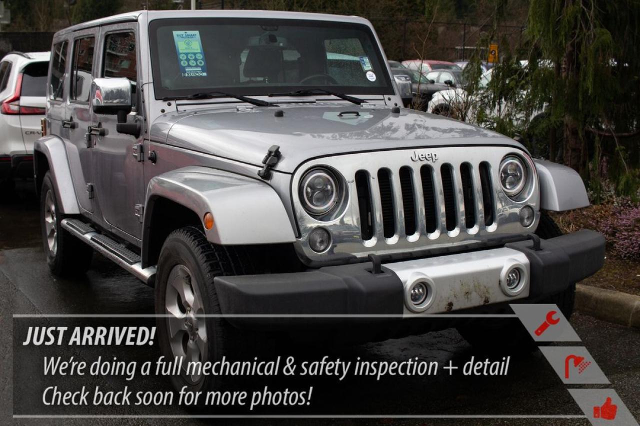 Recent Arrival! Billet Metallic Clearcoat 2014 Jeep Wrangler 4D Sport Utility Unlimited Sahara Sahara 4WD 5-Speed Automatic 3.6L V6 VVTOne low hassle free pre negotiated price, 3.73 Rear Axle Ratio, 6.5 Touch Screen Display, Brake assist, Class II Receiver Hitch, Electronic Stability Control, Freedom Panel Storage Bag, GPS Navigation, Max Tow Package, Quick Order Package 24G, Trailer Tow w/4-Pin Connector Wiring.Westwood Hondas Buy Smart Standard program includes a thorough safety inspection, detailed Car Proof report that shows the history of the car youre buying, 1 year road hazard, 2 months 5000 km powertrain warranty and 6 months tire, brakes, battery, and bulbs. We give you a complete professional detail, full tank of gas and our best low price first which is based on live market pricing to guarantee you tremendous value and a non-stressful, no-haggle experience. And youll get 3 free months of Sirius radio where equipped! Buy your car from home.Just click build your deal to start the process. It is easy 7 day Exchange. $588 admin fee. Westwood Honda DL #31286.Reviews:  * Owners typically rave about the Wrangler?s toughness, capability, heavy-duty feel, and go-anywhere-anytime attitude. The unique looks and quirky drive are part of the Wrangler?s charm for many drivers, and the availability of plenty of high-grade feature content drew many shoppers in. Notably, the new-for-2012 V6 engine is a smooth and punchy performer with power to spare, and should turn in notably improved fuel efficiency for drivers upgrading from pre-Pentastar Wranglers. Source: autoTRADER.ca