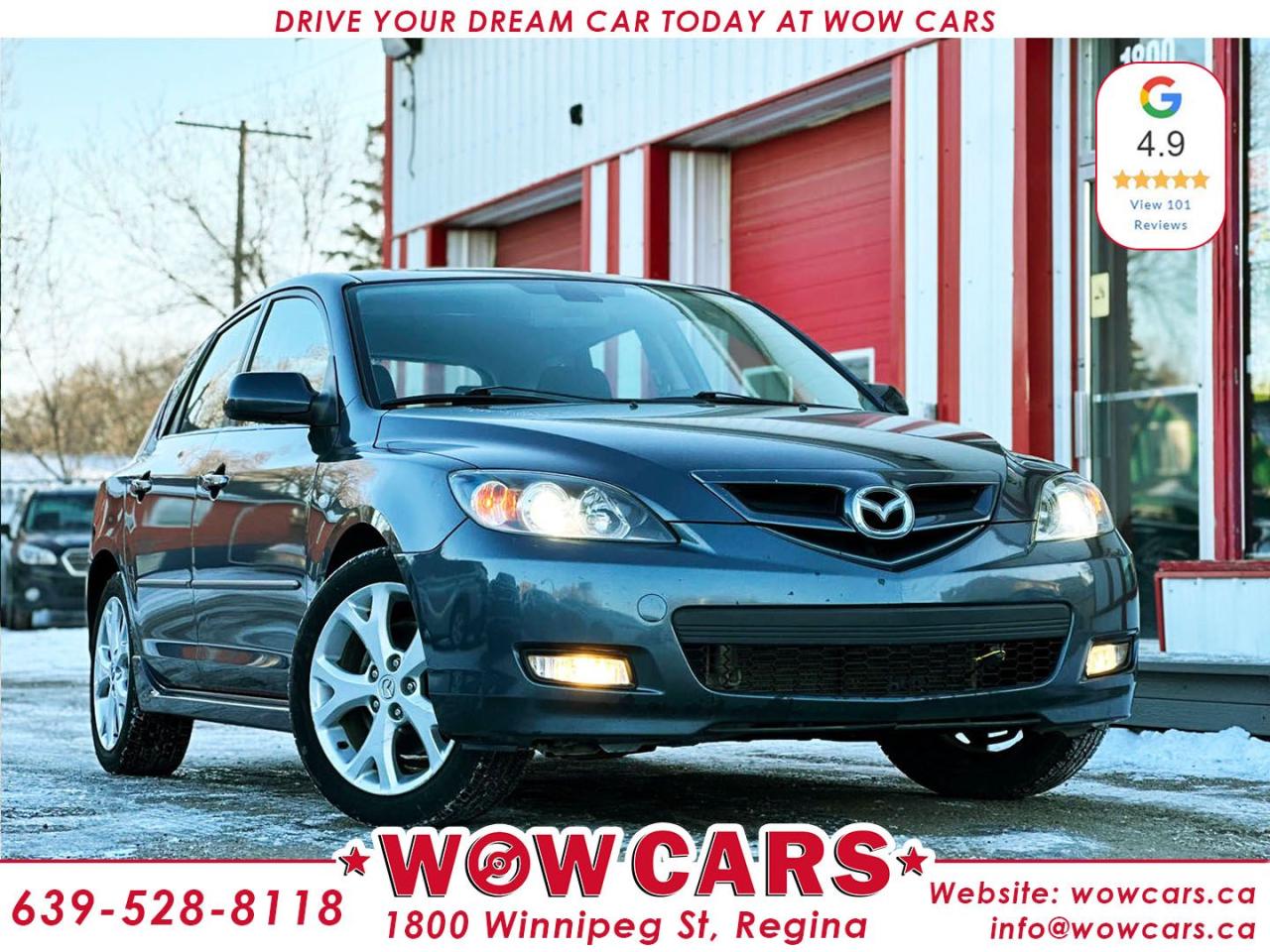 2008 Mazda Mazda 3 Hatchback SportOdometer: 167,259km <br/>  Price: $8,995 + Taxes  <br/> <br/>  <br/> WOW Factors:--Certified and mechanical inspection  <br/> <br/>  <br/> Highlight features:--Heated Seats <br/> -Alloy Wheels <br/> -Power Window <br/> -Power Locks <br/> -Sport Mode <br/> -Cruise Control and much more! <br/> <br/>  <br/> Welcome to WOW CARS Family! <br/> Our prior most priority is the satisfaction of the customers in each aspect. We deal with the sale/purchase of pre-owned Cars, SUVs, VANs, and Trucks. Our main values are Truth, Transparency, and Believe. <br/> <br/>  <br/> Visit WOW CARS Today at 1800 Winnipeg Street Regina, SK S4P1G2, or give us a call at (639) 528-8II8. <br/>