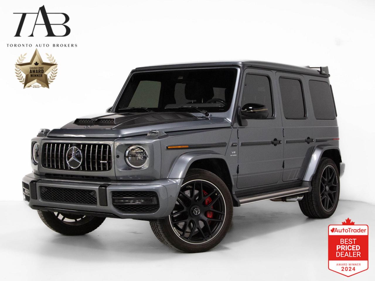 This stunning 2019 Mercedes-Benz AMG G63 is a local Ontario vehicle with a clean CARFAX report. Combining iconic design with incredible performance, this luxury SUV boasts a handcrafted AMG 4.0L V8 Biturbo engine, producing exhilarating power with unmatched refinement. With its aggressive stance, carbon fiber accents, and diamond-stitched leather interior, this G-Wagon is built for those who demand the best.

Key Features Include:

Handcrafted AMG 4.0L V8 Biturbo Engine (577 HP)
AMG Performance Exhaust System
20-Inch Alloy Wheels
Burmester 15-Speaker Surround Sound System
Carbon Fiber Interior Trim & Diamond-Stitched Leather Seats
Heated & Ventilated Front & Rear Seats
Adaptive Cruise Control & Lane Keep Assist
Surround View Camera & Blind Spot Monitoring
Hard Drive Navigation System with Real-Time Traffic
Power Sunroof & Running Boards

NOW OFFERING 3 MONTH DEFERRED FINANCING PAYMENTS ON APPROVED CREDIT. 

WE OFFER THE BEST FINANCE RATES, AND DONT CHARGE ANY FINANCING FEE 

Looking for a top-rated pre-owned luxury car dealership in the GTA? Look no further than Toronto Auto Brokers (TAB)! Were proud to have won multiple awards, including the 2024 AutoTrader Best Priced Dealer, the 2024 CarGurus Award, the 2025 Top Choice Award, the 2025 Consumer Satisfaction Award, the 2025 Canadian Choice Award, the 2024 Three Best Rated Dealer Award, and many more!

With 30 years of experience serving the Greater Toronto Area, TAB is a respected and trusted name in the pre-owned luxury car industry. Our 30,000 sq.Ft indoor showroom is home to a wide range of luxury vehicles from top brands like BMW, Mercedes-Benz, Audi, Porsche, Land Rover, Jaguar, Aston Martin, Bentley, Maserati, and more. And we dont just serve the GTA, were proud to offer our services to all cities in Canada, including Vancouver, Montreal, Calgary, Edmonton, Winnipeg, Saskatchewan, Halifax, and more.

At TAB, were committed to providing a no-pressure environment and honest work ethics. As a family-owned and operated business, we treat every customer like family and ensure that every interaction is a positive one. Come experience the TAB Lifestyle at its truest form, luxury car buying has never been more enjoyable and exciting!

We offer a variety of services to make your purchase experience as easy and stress-free as possible. From competitive and simple financing and leasing options to extended warranties, aftermarket services, and full history reports on every vehicle, we have everything you need to make an informed decision. We welcome every trade, even if youre just looking to sell your car without buying, and when it comes to financing or leasing, we offer same day approvals, with access to over 50 lenders, including all of the banks in Canada. Feel free to check out your own Equifax credit score without affecting your credit score, simply click on the Equifax tab above and see if you qualify.

So if youre looking for a luxury pre-owned car dealership in Toronto, look no further than TAB! We proudly serve the GTA, including Toronto, Etobicoke, Woodbridge, North York, York Region, Vaughan, Thornhill, Richmond Hill, Mississauga, Scarborough, Markham, Oshawa, Peteborough, Hamilton, Newmarket, Orangeville, Aurora, Brantford, Barrie, Kitchener, Niagara Falls, Oakville, Cambridge, Kitchener, Waterloo, Guelph, London, Windsor, Orillia, Pickering, Ajax, Whitby, Durham, Cobourg, Belleville, Kingston, Ottawa, Montreal, Vancouver, Winnipeg, Calgary, Edmonton, Regina, Halifax, and more.

Call us today or visit our website to learn more about our inventory and services. And remember, all prices exclude applicable taxes and licensing, and vehicles can be certified at an additional cost of $799.