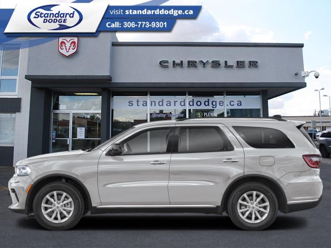 <b>Leather Seats, Second Row Seats Captain Chairs!</b><br> <br> <br> <br>  With such a versatile, capable, and comfortable SUV, you may never need another family car after the Dodge Durango. <br> <br>Filled with impressive standard features, this family friendly 2025 Dodge Durango is a surprising and adventurous SUV. Versatile as they come, you can manage any road you find in comfort and style, while effortlessly leading the pack in this Dodge Durango. For a capable, impressive, and versatile family SUV that can still climb mountains, this Dodge Durango is ready for your familys next big adventure.<br> <br> This triple nickel                  SUV  has a 8 speed automatic transmission and is powered by a  360HP 5.7L 8 Cylinder Engine.<br> <br> Our Durangos trim level is R/T Plus. This trim rewards you with sport suspension, a 19-speaker harman/kardon audio system, a power sunroof, wireless charging for mobile devices, adaptive cruise control and ventilated and heated front seats with heated rear seats, along with a heated steering wheel, dual-zone climate control, a power liftgate for rear cargo access, mobile hotspot internet access, remote engine start, and a 10.1-inch infotainment screen powered by Uconnect 5 with inbuilt navigation, Apple CarPlay and Android Auto. Safety features also include lane keep assist with lane departure warning, forward collision warning, blind spot detection, ParkSense rear parking sensors, and rear cross path detection. This vehicle has been upgraded with the following features: Leather Seats, Second Row Seats Captain Chairs. <br><br> View the original window sticker for this vehicle with this url <b><a href=http://www.chrysler.com/hostd/windowsticker/getWindowStickerPdf.do?vin=1C4SDJCT3SC530182 target=_blank>http://www.chrysler.com/hostd/windowsticker/getWindowStickerPdf.do?vin=1C4SDJCT3SC530182</a></b>.<br> <br>To apply right now for financing use this link : <a href=https://standarddodge.ca/financing target=_blank>https://standarddodge.ca/financing</a><br><br> <br/><br>* Visit Us Today *Youve earned this - stop by Standard Chrysler Dodge Jeep Ram located at 208 Cheadle St W., Swift Current, SK S9H0B5 to make this car yours today! <br> Pricing may not reflect additional accessories that have been added to the advertised vehicle<br> o~o