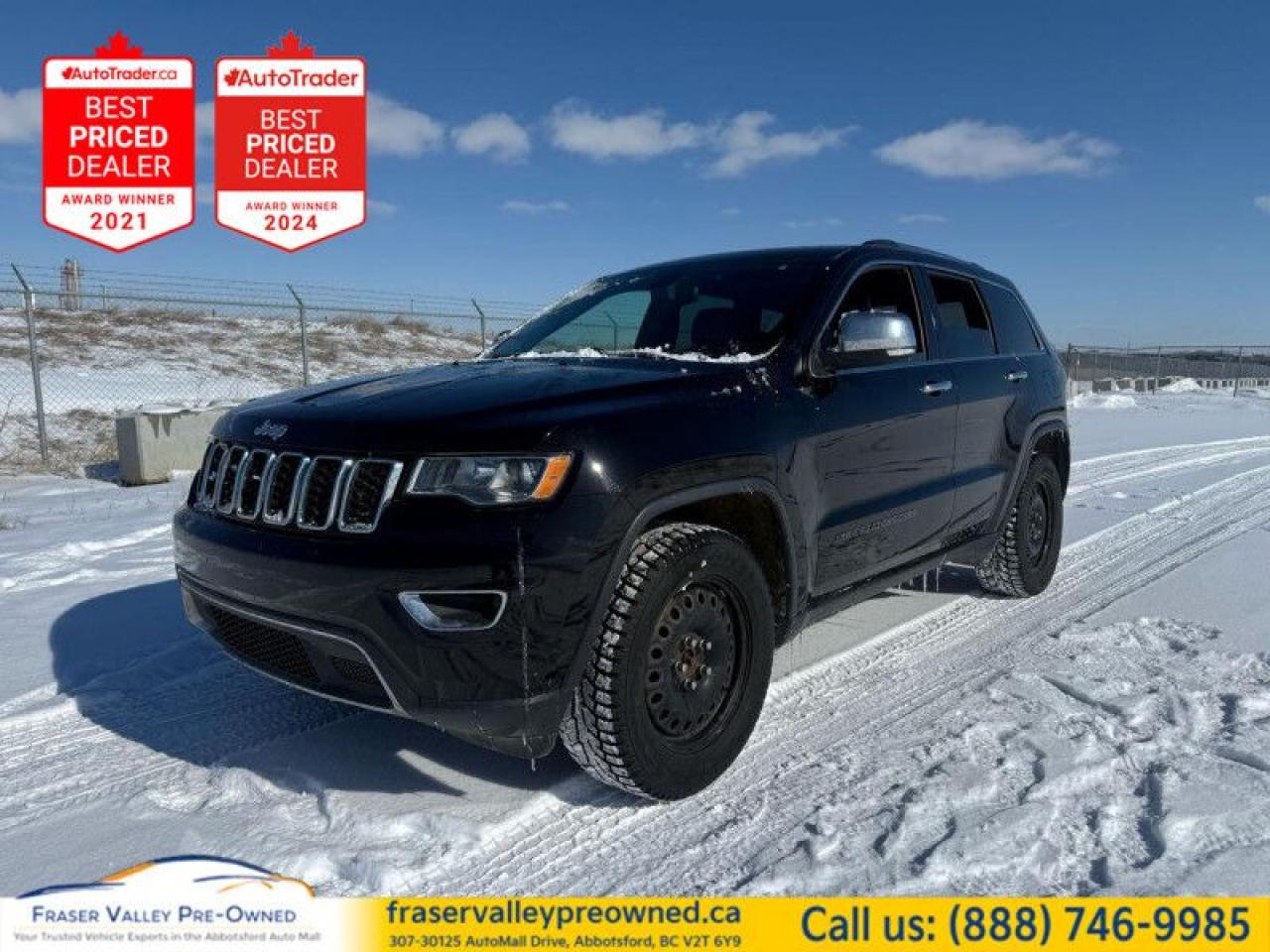 Fraser Valley Pre-Owned is excited to announce the arrival of the incoming 2018 Jeep Grand Cherokee Limited, featuring the beloved 5.7L V8 Hemi enginean iconic powerhouse that has been honorably discharged by Jeep to make way for the electric future. This well-maintained Jeep Grand Cherokee boasts a clean history and has had only one owner, allowing you to hold on to a cherished piece of automotive history that is sure to retain its value.
 
Dressed in striking Diamond Black Crystal Pearl paint with a sophisticated black leather interior, this Grand Cherokee is not only powerful but also exudes luxury and style.
 
Key Features Include:
 
Navigation System for easy route planning
Heated Front and Rear Seats for maximum comfort
Android Auto and Apple CarPlay for seamless smartphone integration
Back-Up Camera with Park Assist for safe maneuvering
Remote Start for conveniencewarm up or cool down your vehicle before getting in
FuelSaver MDS for improved fuel efficiency
Trailer Tow Package for all your towing needs
Power Moonroof for an open and airy feel
Blind Spot Monitoring System and Rear Cross Path Detection System for enhanced safety
20-Inch Upgraded Polished Aluminum Wheels for a striking appearance
Power Liftgate for easy access to the cargo area
This 2018 Jeep Grand Cherokee Limited is a fantastic blend of rugged capability and advanced features, making it an ideal choice for those who crave adventure and refinement.
 
Dont miss your chance to own this remarkable vehicle! Contact our Sales and Finance team or apply for Pre-Approval today, and lets get you behind the wheel of this impressive Jeep Grand Cherokee!
 

 To view the original window sticker for this vehicle view this http://www.chrysler.com/hostd/windowsticker/getWindowStickerPdf.do?vin=1C4RJFBT4JC396593. 

 
To apply right now for financing use this link : https://www.fraservalleypreowned.ca/abbotsford-car-loan-application-british-columbia
 
 

| Our Quality Guarantee: We maintain the highest standard of quality that is required for a Pre-Owned Dealership to operate in an Auto Mall. We provide an independent 360-degree inspection report through licensed 3rd Party mechanic shops. Thus, our customers can rest assured each vehicle will be a reliable, and responsible purchase.  |  Purchase Disclaimer: Your selected vehicle may have a differing finance and cash prices. When viewing our vehicles on third party  marketplaces, please click over to our website to verify the correct price for the vehicle. The Sale Price on third party websites will always reflect the Finance Price of our vehicles. If you are making a Cash Purchase, please refer to our website for the Cash Price of the vehicle.  | All prices are subject to and do not include, a $995 Finance Fee, and a $995 Document Fee.   These fees as well as taxes, are included in all listed listed payment quotes. Please speak with Dealer for full details and exact numbers.  o~o