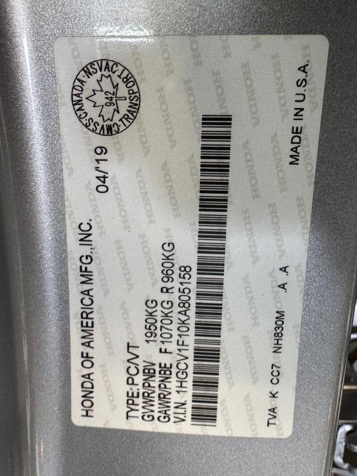 2019 Honda Accord LX+Adaptive Cruise+New Tires+Brakes+ACCIDENT FREE Photo